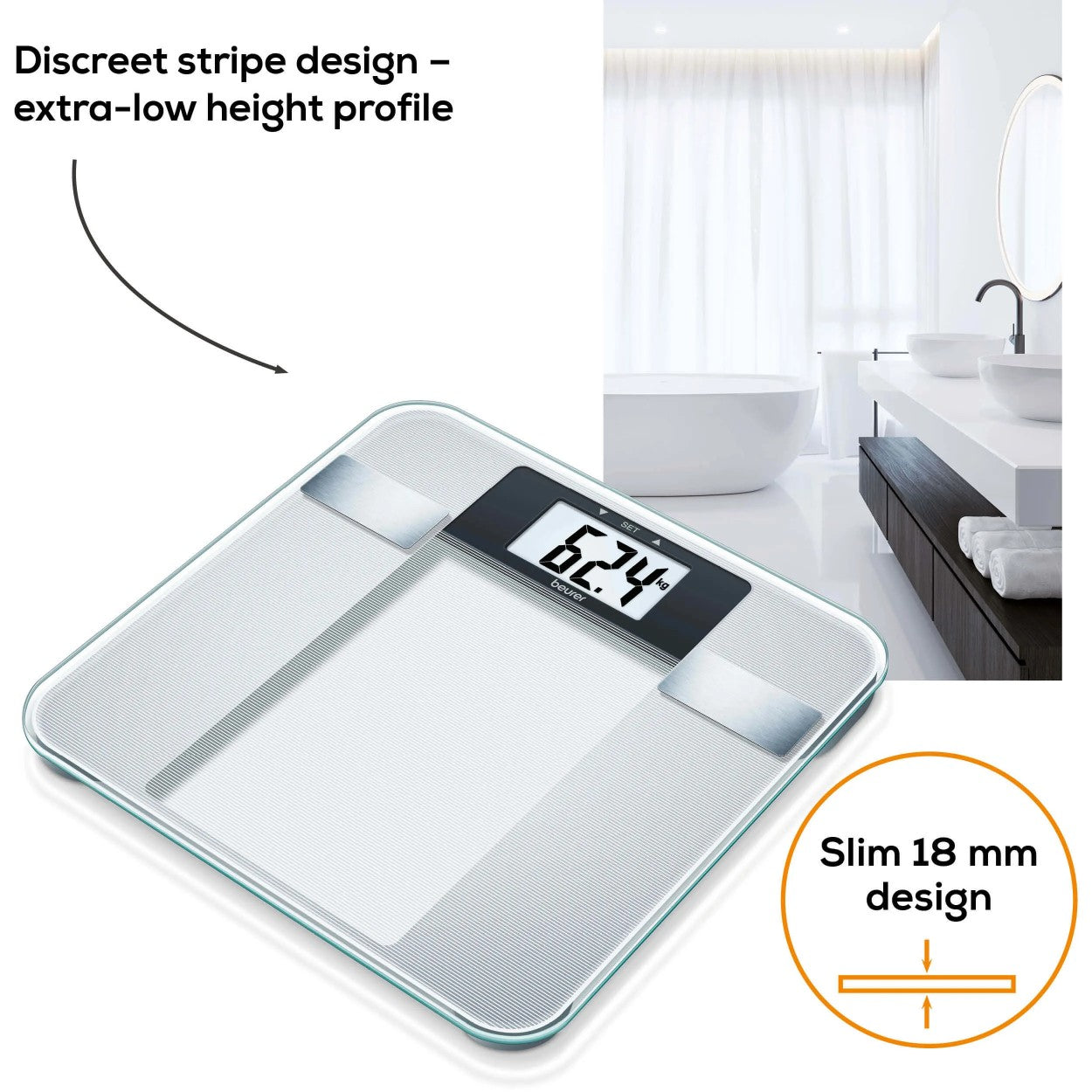 Beurer Diagnostic Bathroom Scale | BG 13 | Measures Weight, Fat, Water, Muscle & BMI