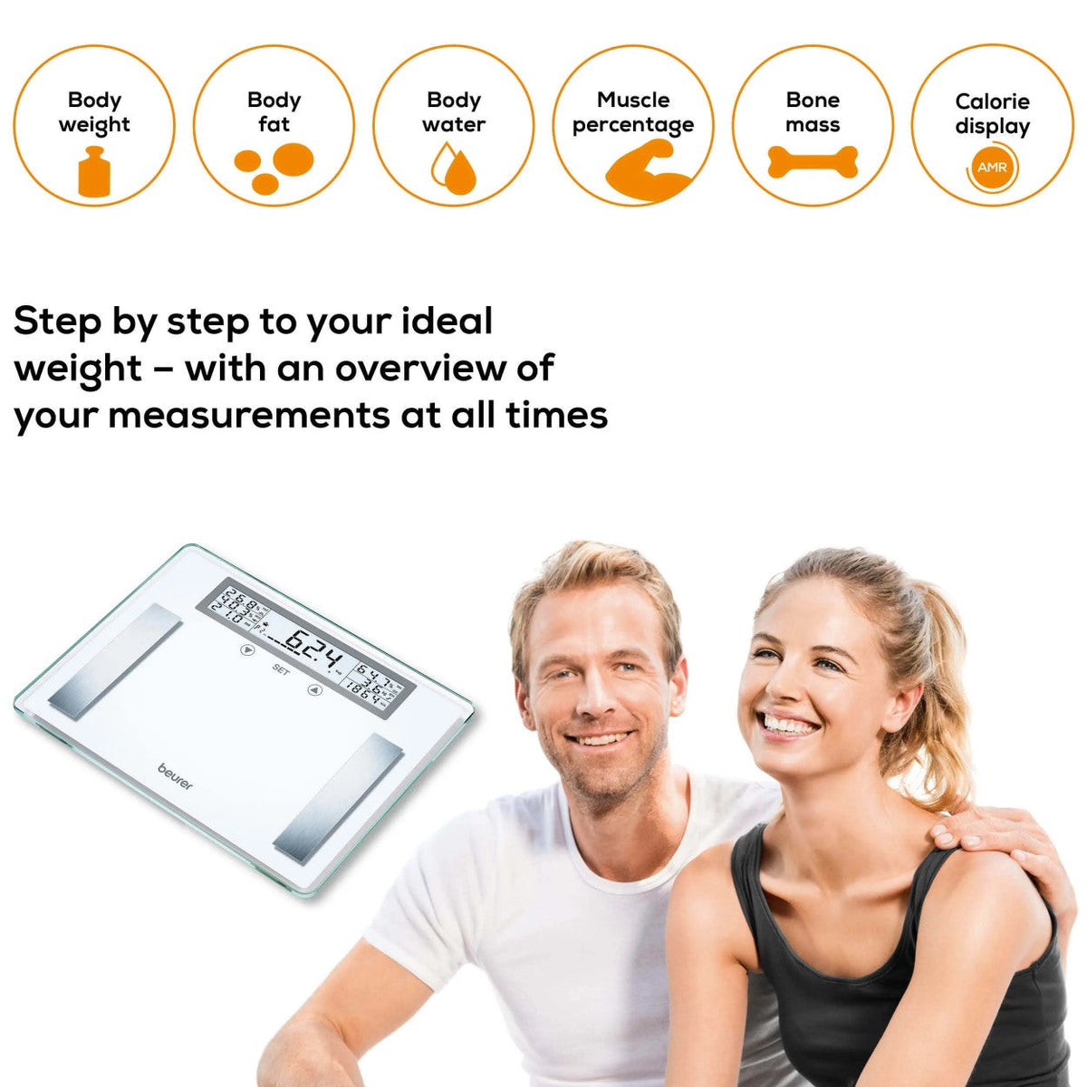 Beurer BG 51 XXL Diagnostic Bathroom Scale | BMI, Fat, Water, Muscle, Bone Mass, AMR | Weight to 200kg