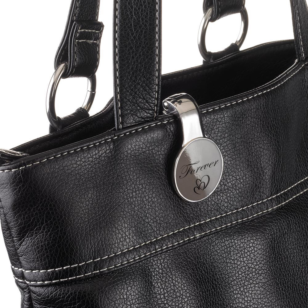 Troika Handbag Holder with Blank Personalisable Bag Clip - Silver