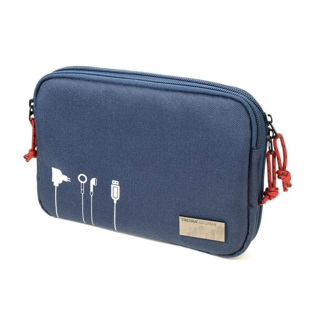 TROIKA Germany Cable Bag / Electronic Accessories Organiser Case: Tech Pouch 2 in Blue