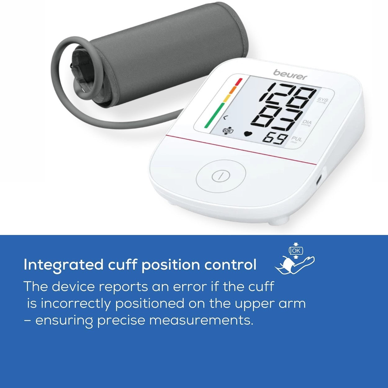 Beurer Germany Blood Pressure Monitor | Upper Arm Cuff 22-42cm | Arrhythmia Detection & Large Display | Reliable Home BP Tracking for Adults | BM 23