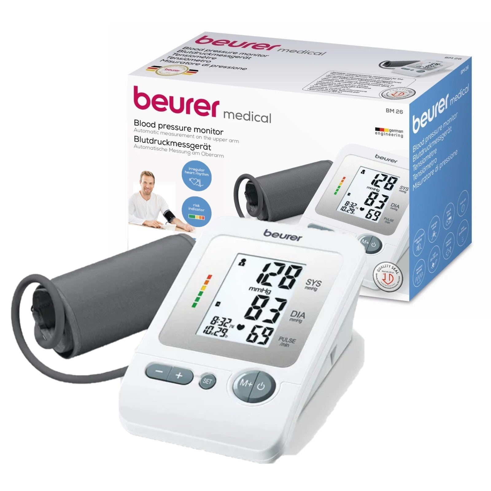 Beurer Germany BM 26 Upper Arm Blood Pressure Monitor | For up to 4 Users | Arrhythmia & Risk Alerts