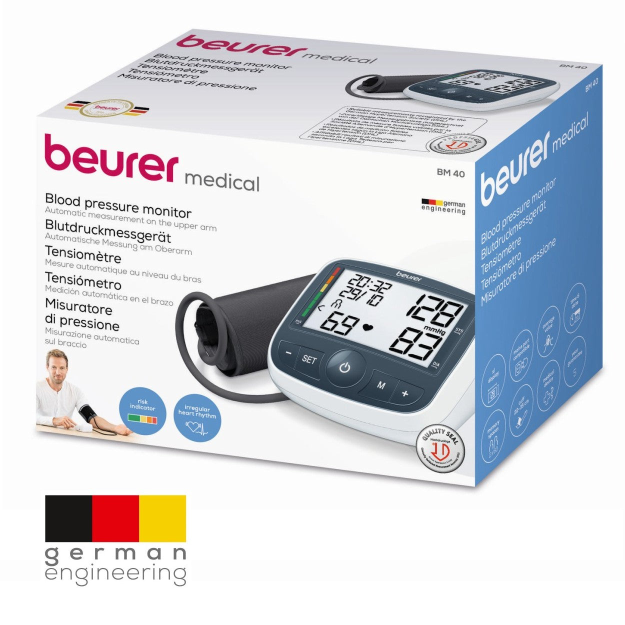 Beurer BM 40 Upper Arm Blood Pressure Monitor with Mains Adaptor and XL Display