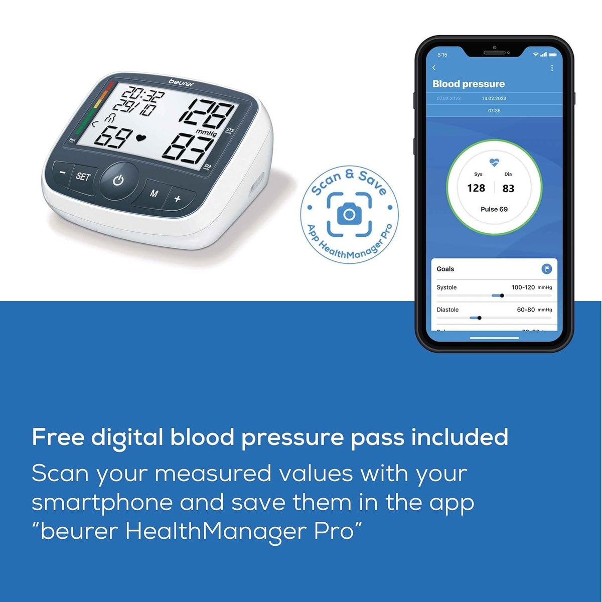 Beurer BM 40 Upper Arm Blood Pressure Monitor with Mains Adaptor and XL Display