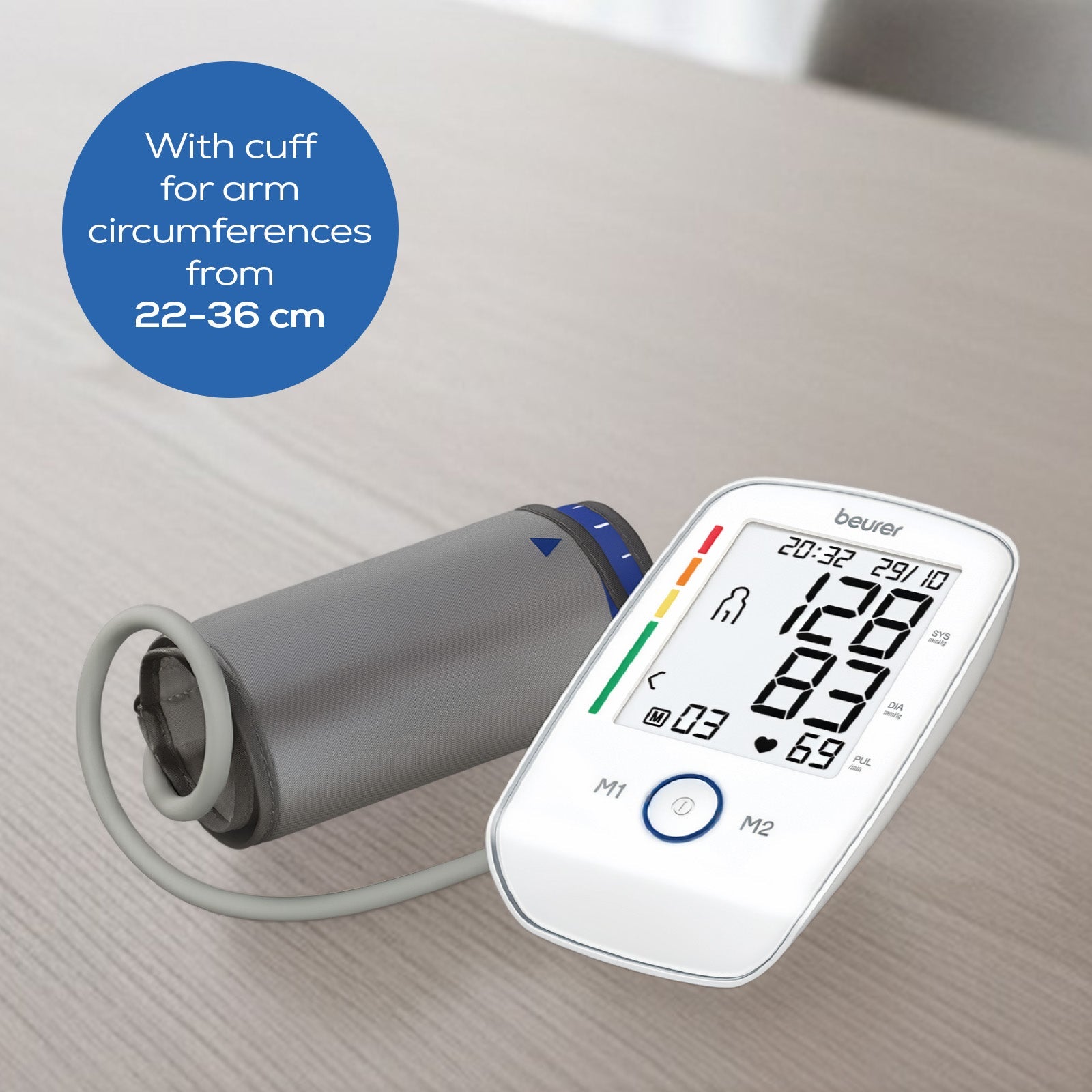 Beurer Germany BM 45 Upper Arm Blood Pressure Monitor | XL Illuminated Display | Touch Sensor Buttons