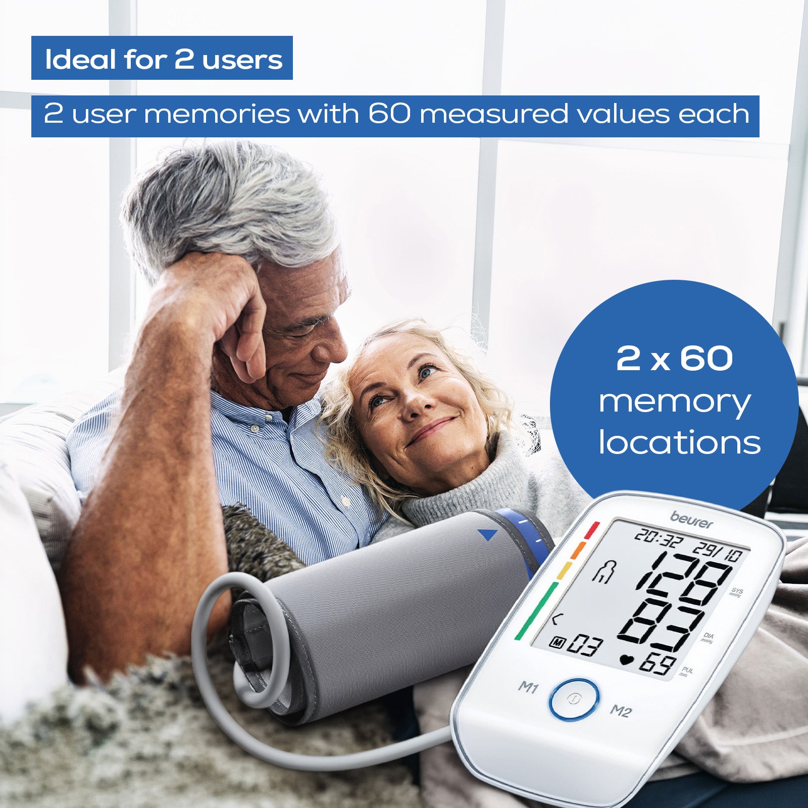 Beurer Germany BM 45 Upper Arm Blood Pressure Monitor | XL Illuminated Display | Touch Sensor Buttons