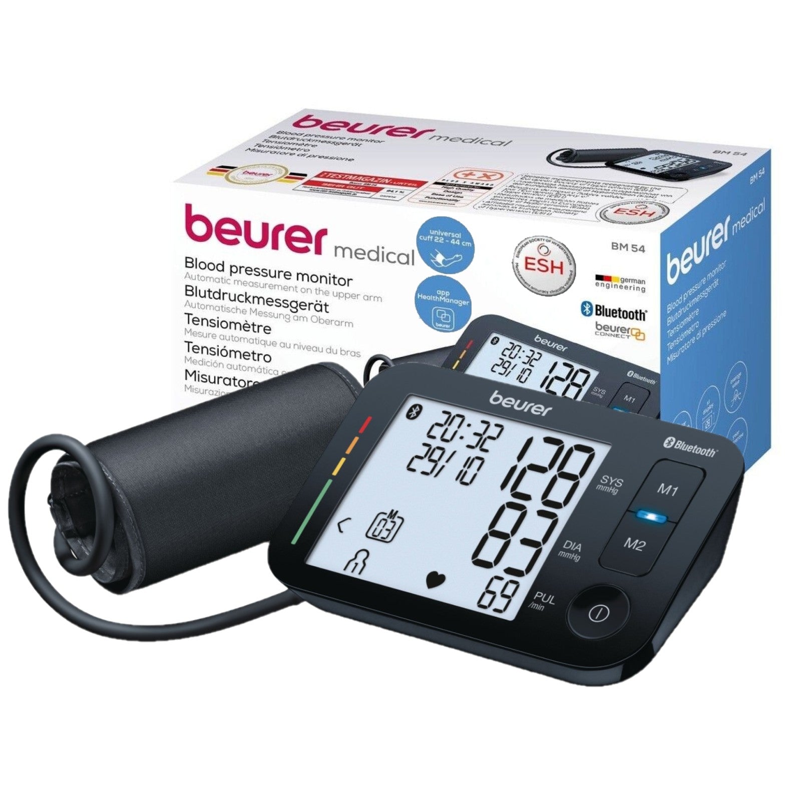 Beurer Germany BM 54 Upper Arm Blood Pressure Monitor: Bluetooth, App, Arrhythmia & Risk Alerts