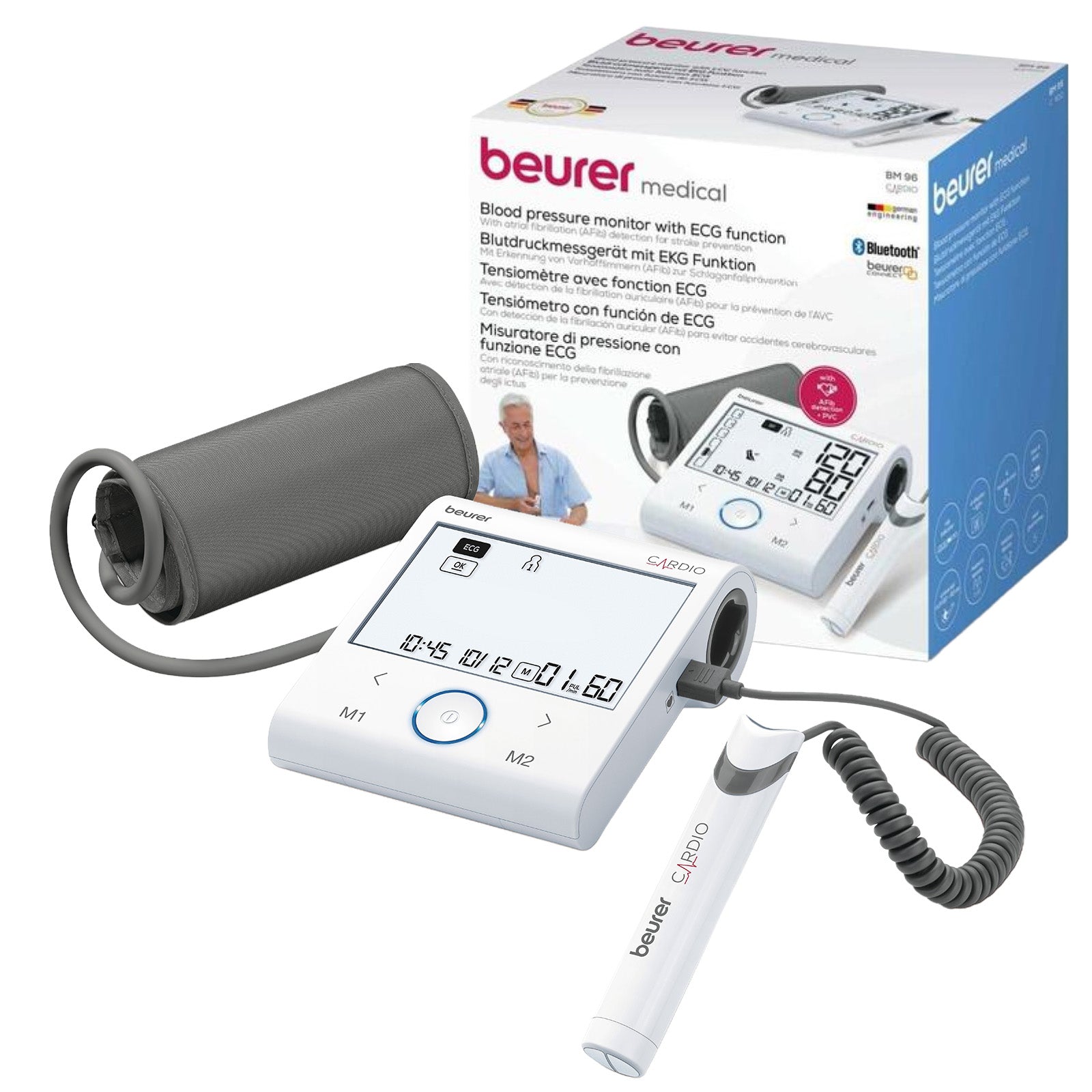 Beurer BM 96 Cardio Blood Pressure Monitor with ECG Function | AFib, Arrhythmia & Risk Alerts | Bluetooth & App