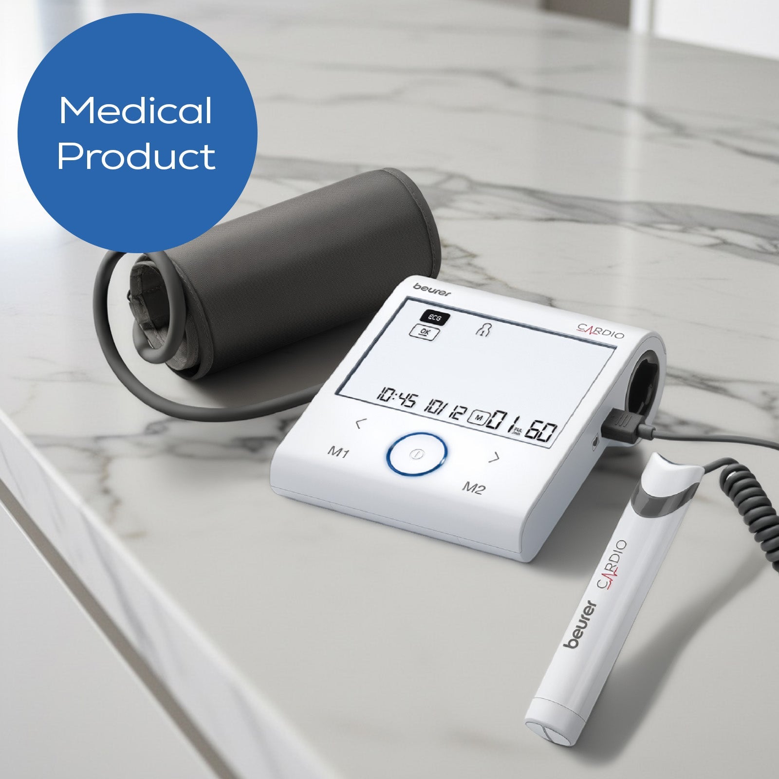 Beurer BM 96 Cardio Blood Pressure Monitor with ECG Function | AFib, Arrhythmia & Risk Alerts | Bluetooth & App