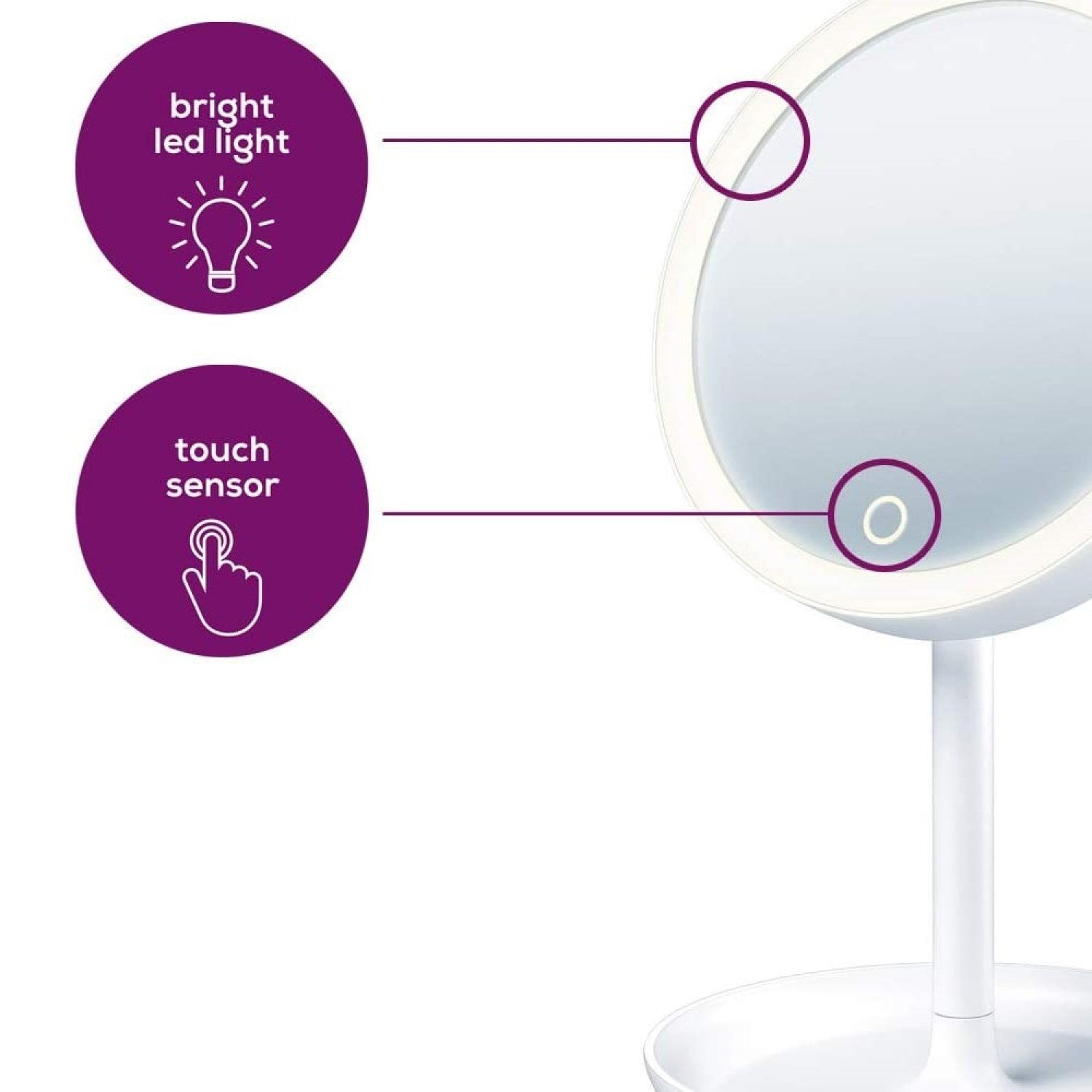 Demo - Beurer BS 45 Illuminated Cosmetic Mirror / Makeup Mirror with LED Lights & Trinket Tray