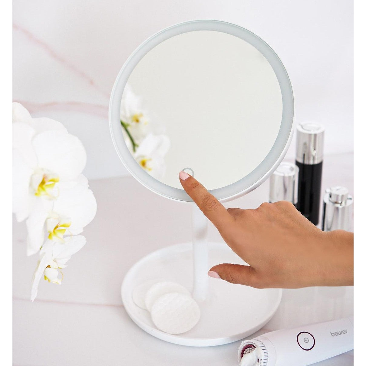 Demo - Beurer BS 45 Illuminated Cosmetic Mirror / Makeup Mirror with LED Lights & Trinket Tray