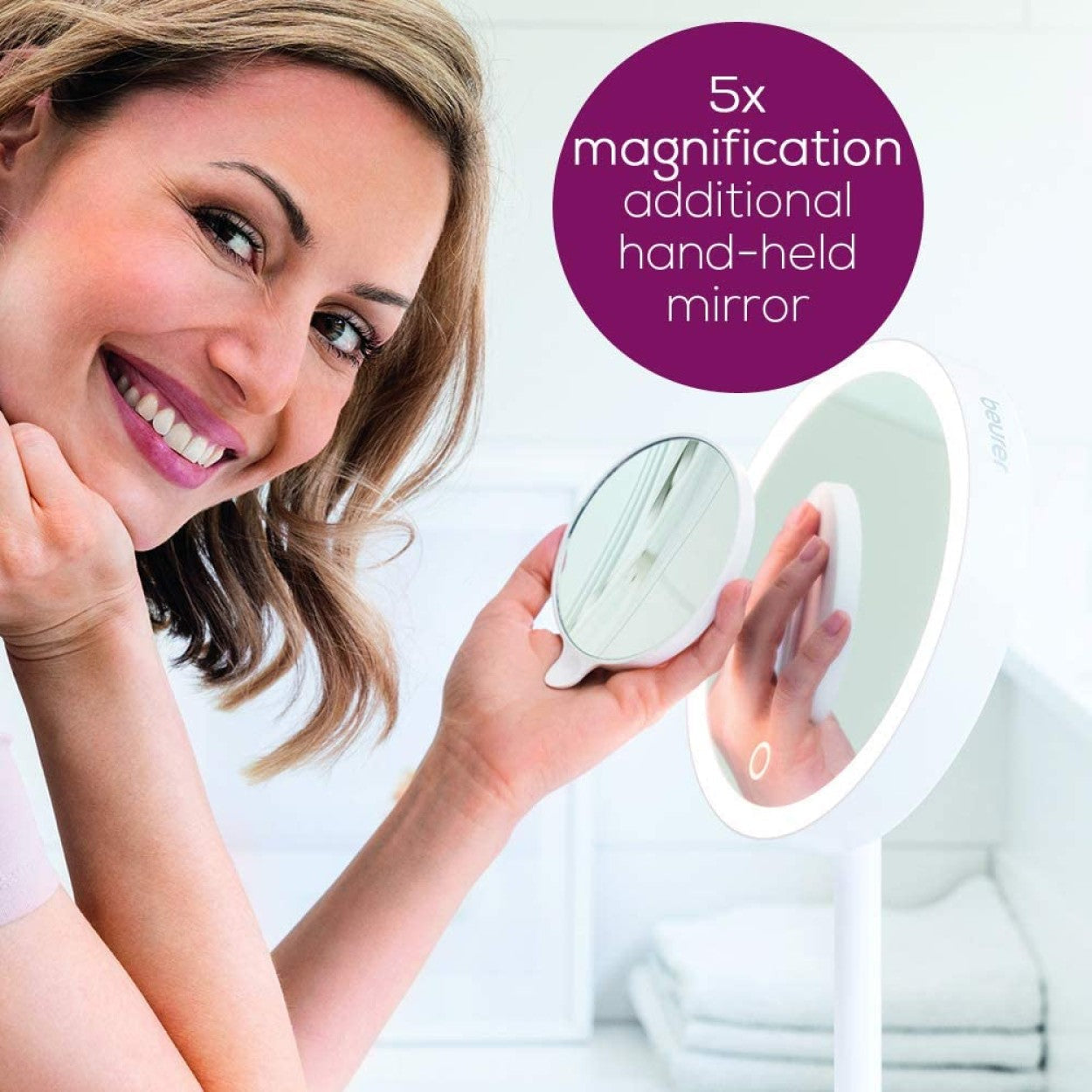Demo - Beurer BS 45 Illuminated Cosmetic Mirror / Makeup Mirror with LED Lights & Trinket Tray