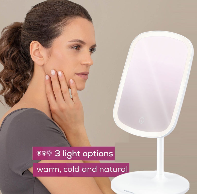 Beurer Makeup Mirror | LED Light Mirror On Stand | USB Rechargeable | BS 47