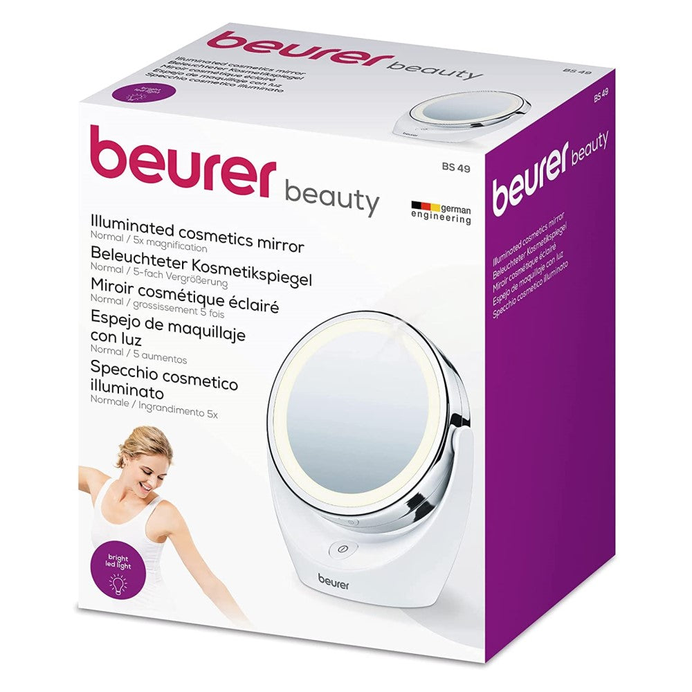 Beurer Germany BS 49 Illuminated Cosmetic Makeup Mirror with LED Lights & 5X Magnification Mirror
