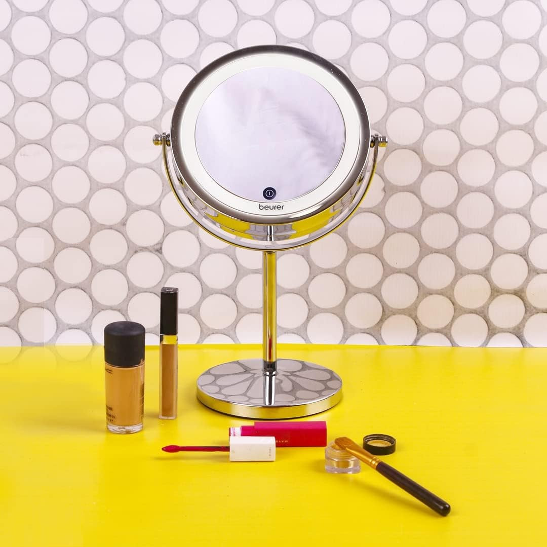 Beurer BS 55 Illuminated Cosmetics Mirror / Makeup Mirror: LED Light. Normal or 7x Magnification. 13cm