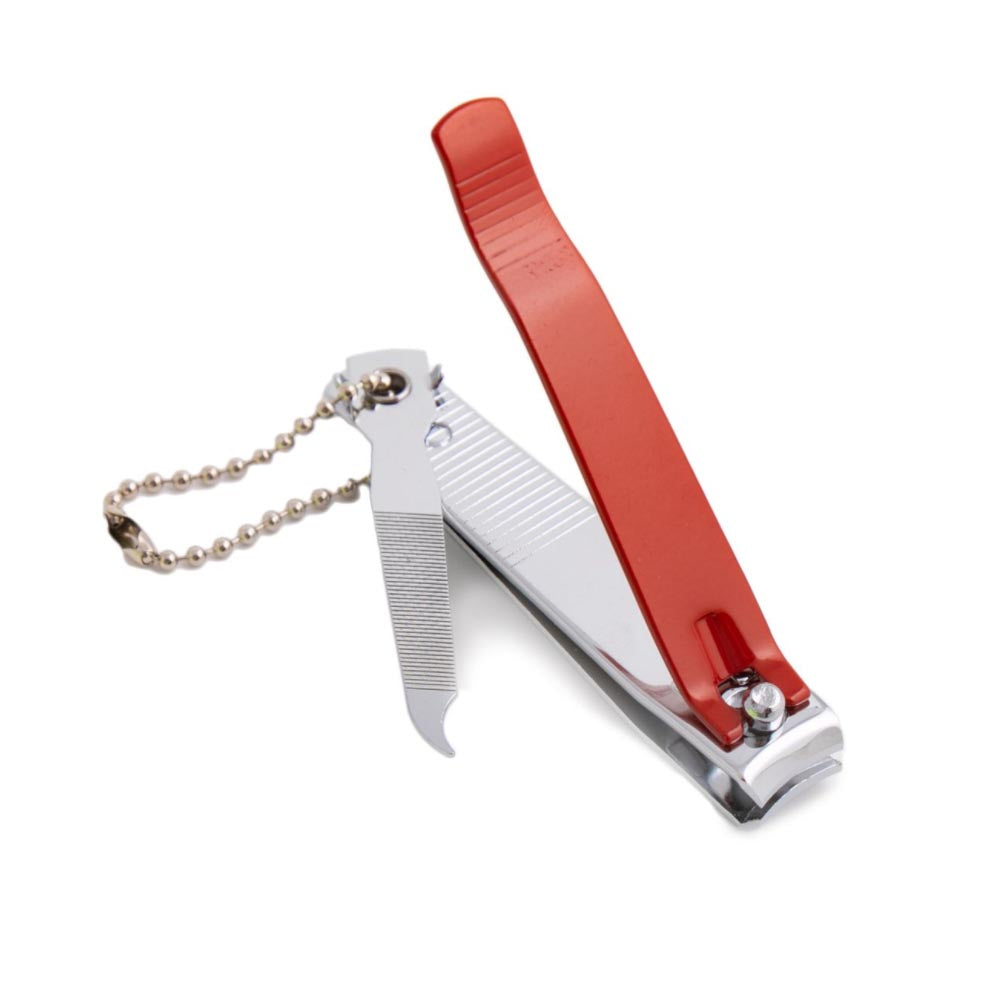 Kellermann 3 Swords Nail Clippers Large: Nickel Plated, Red Trim BS 8127 RED