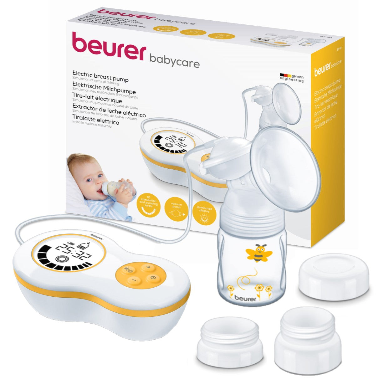 Beurer BY 40 Electric Breast Pump with Vacuum Technology. Mains or Battery Operated & Portable