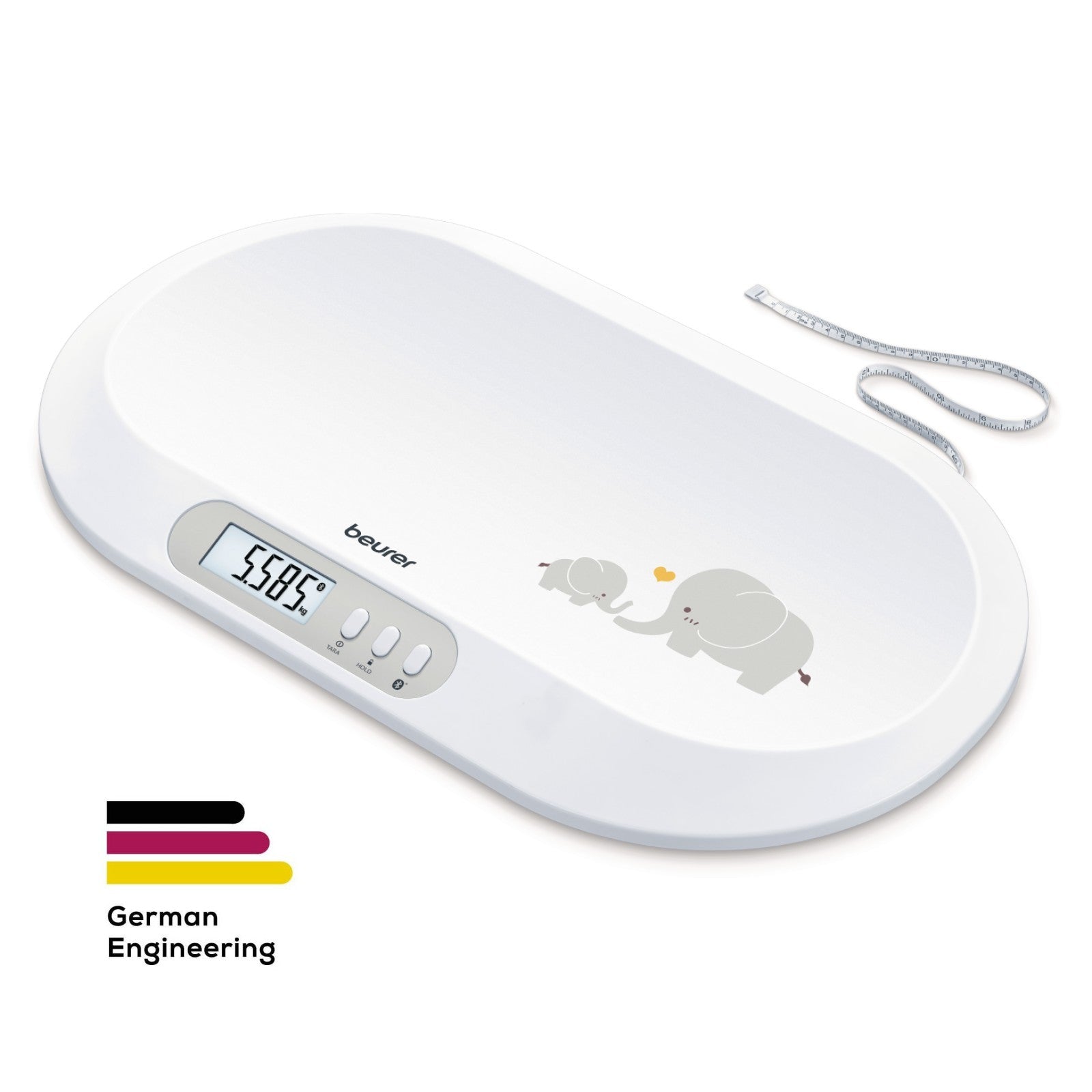 Beurer BY 90 Baby Scale with Bluetooth, App & Integrated Tape Measure | Track & Monitor Babies Weight