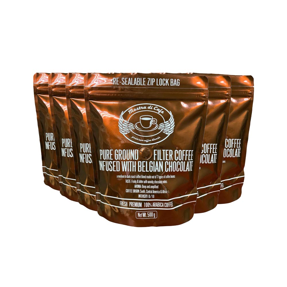 Mostra Di Cafe Belgian Chocolate Infused Ground Coffee 500g - Box of 6