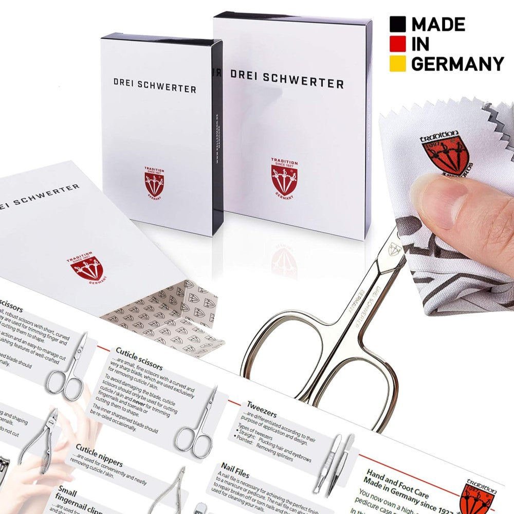 Kellermann 3 Swords Manicure Set: 11 Extra-Fine Quality Steel Tools in a Black Genuine Leather Case L 7871 FN