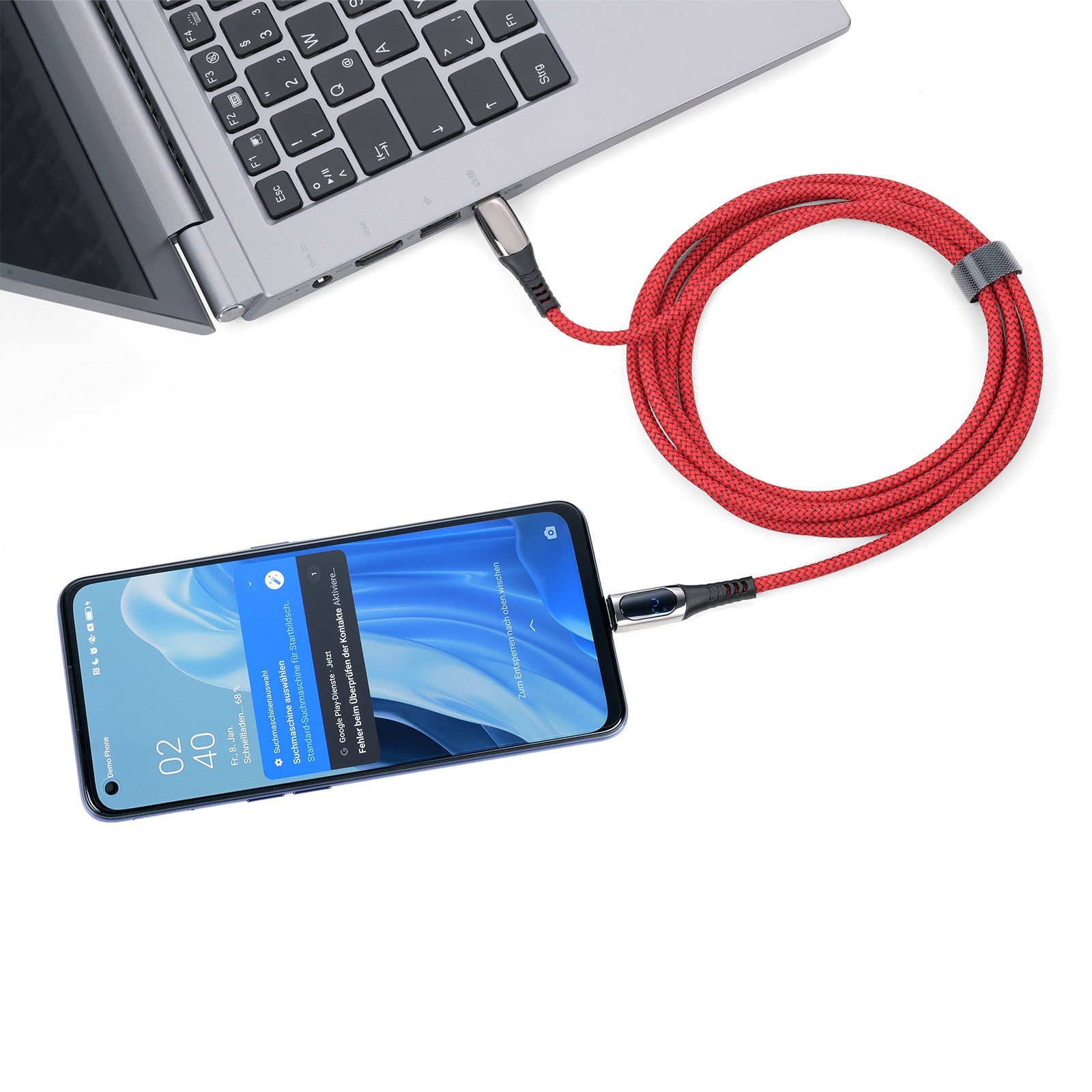 TROIKA Germany USB-C to USB-C Cable | 100W PD | Lightning Adapter | 2m Red