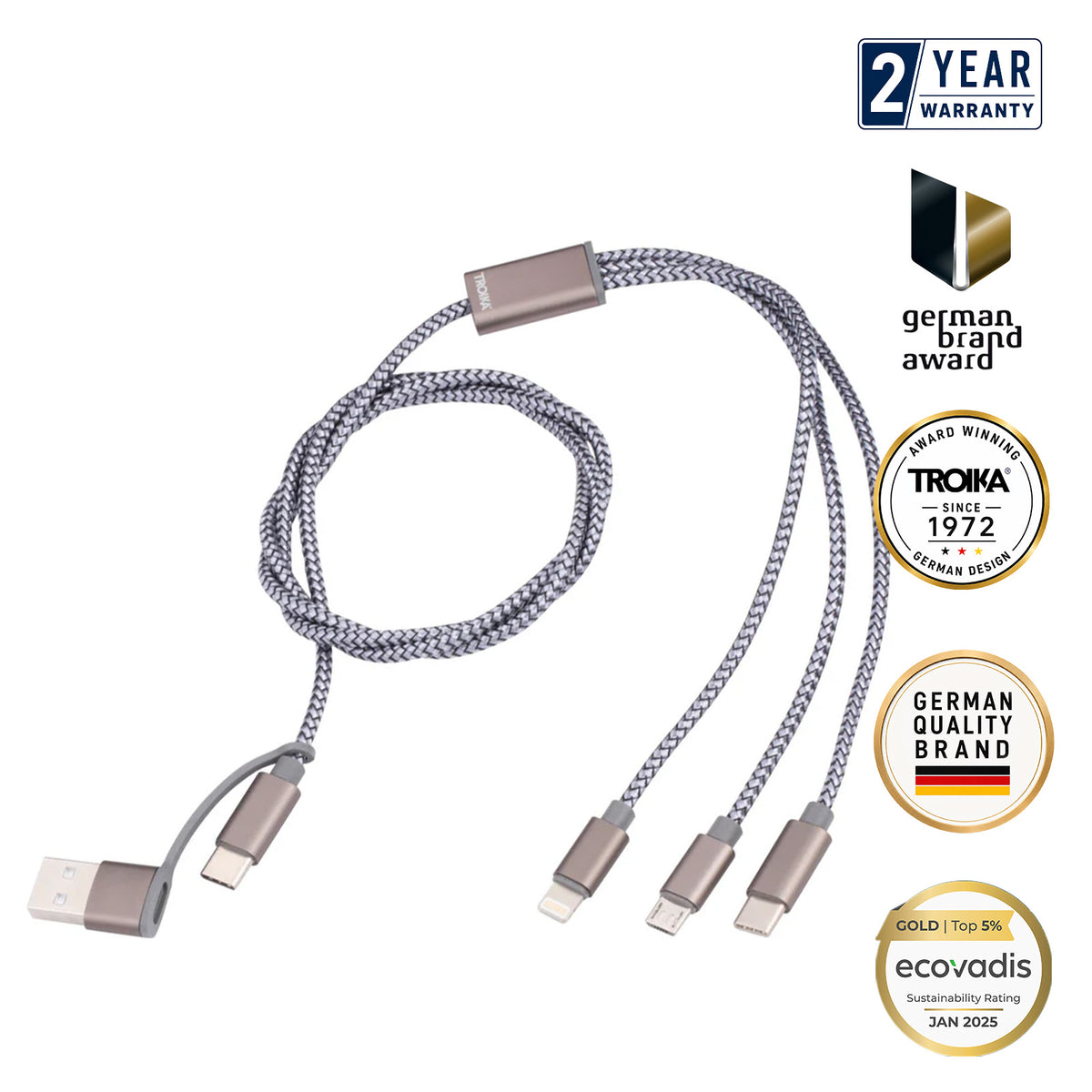 TROIKA Dreizack 3 in 1 charging cable CBL30/GY