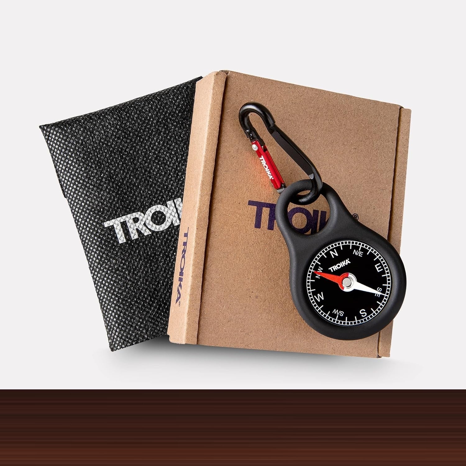 TROIKA Germany Compass Keyring Carabiner for Hiking & Travel - Premium German Quality