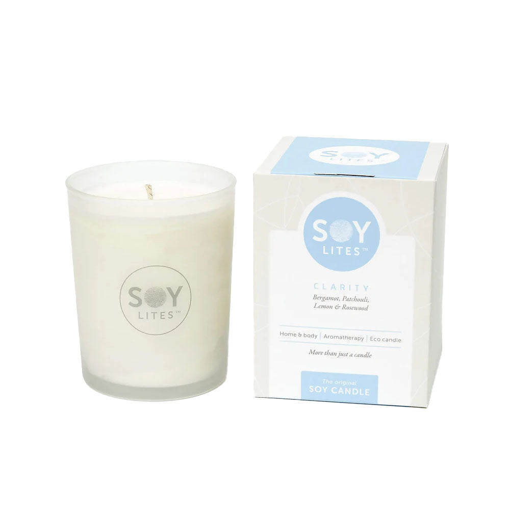 SoyLites Clarity Moisturising Candle - Bergamot, Patchouli, Frangipani & Lemon (220ml)