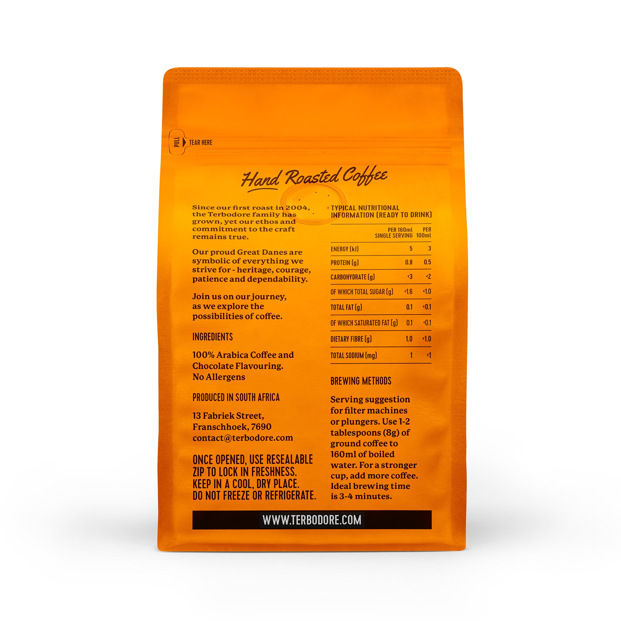 Terbodore Dutch Chocolate Coffee Beans 250g | 100% Arabica | Chocolate Flavour