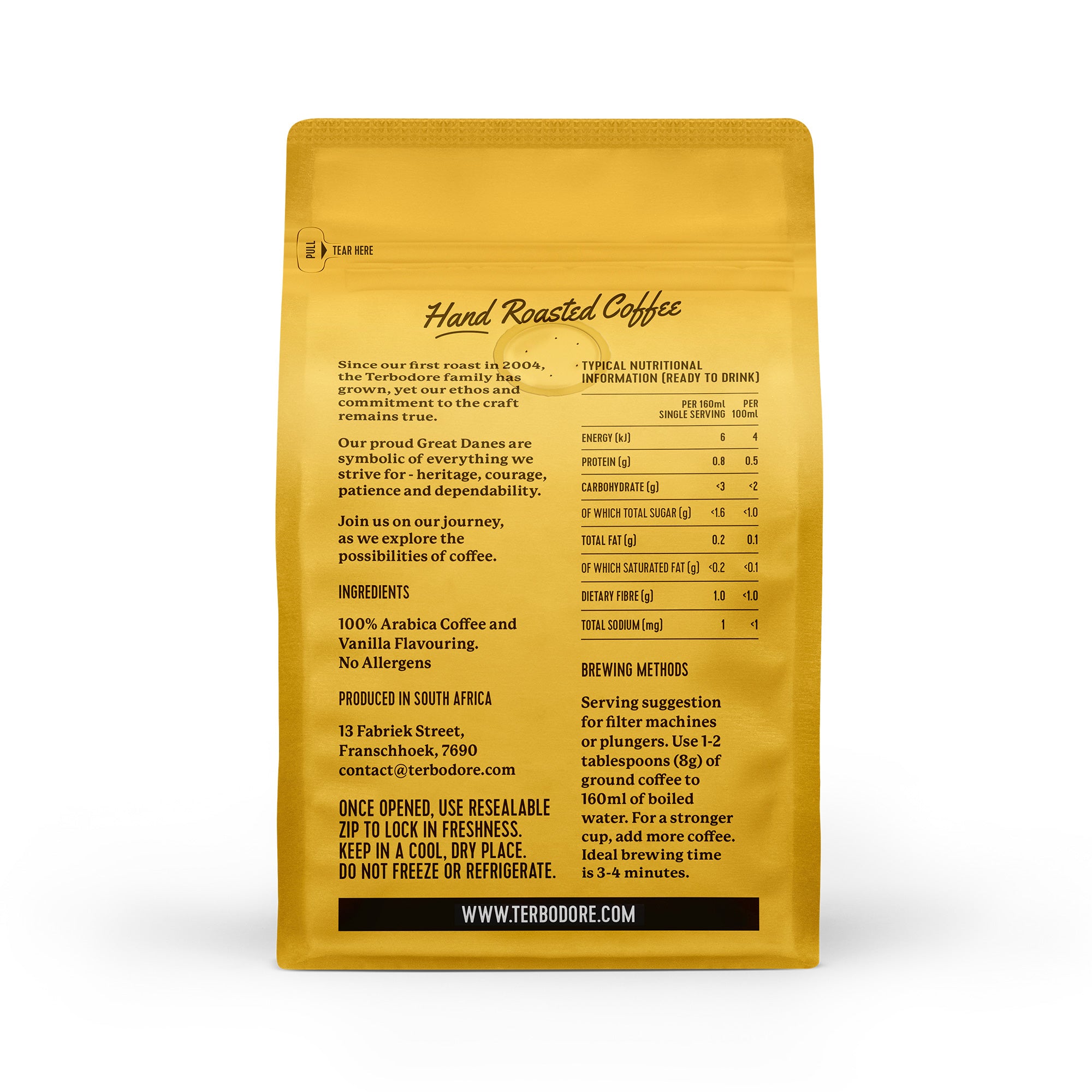 Terbodore French Vanilla Coffee Beans 250g | 100% Arabica | Vanilla Flavour