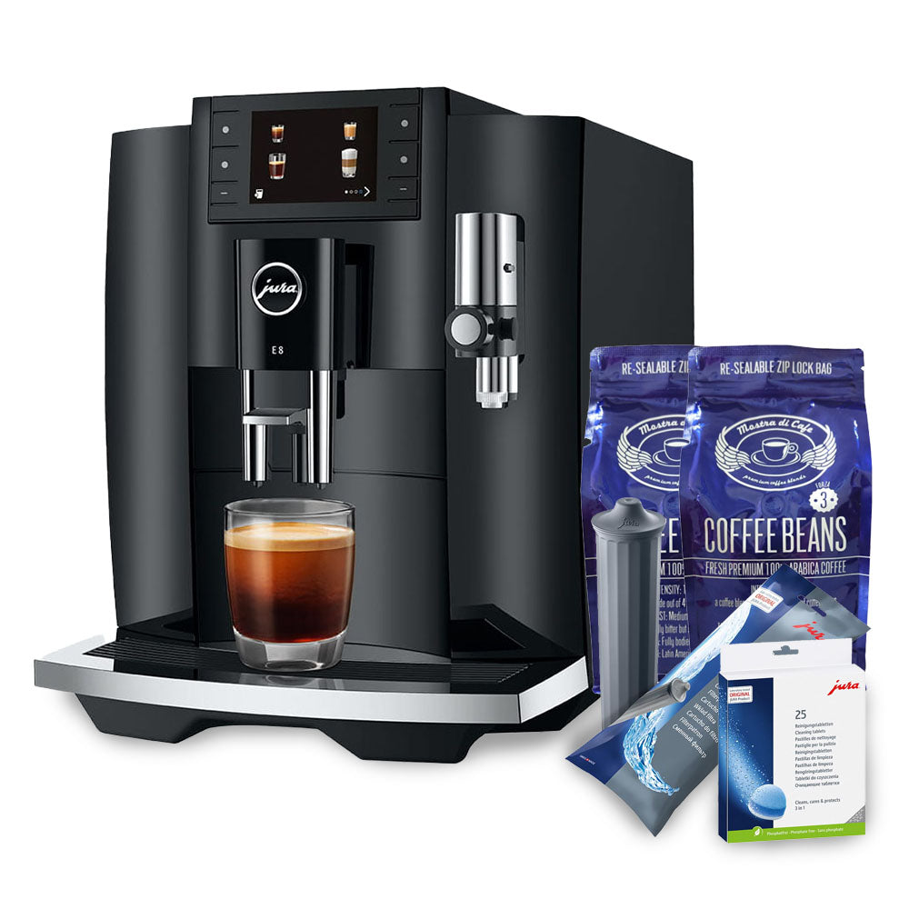 Jura E8 Coffee Machine (Latest Gen) Incl. Maintenance Starter Kit & Mo