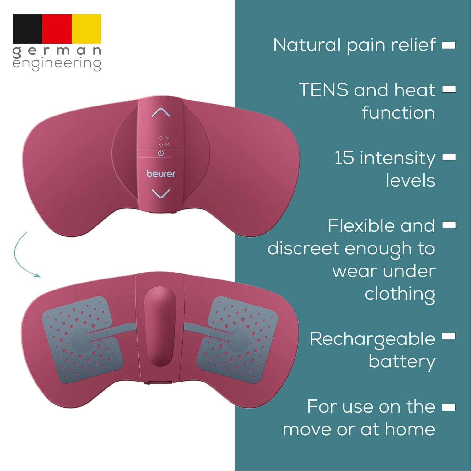 Beurer Menstrual Pain Relief EM 50: Period & Endometriosis Pain Relief with TENS & Heat Pad
