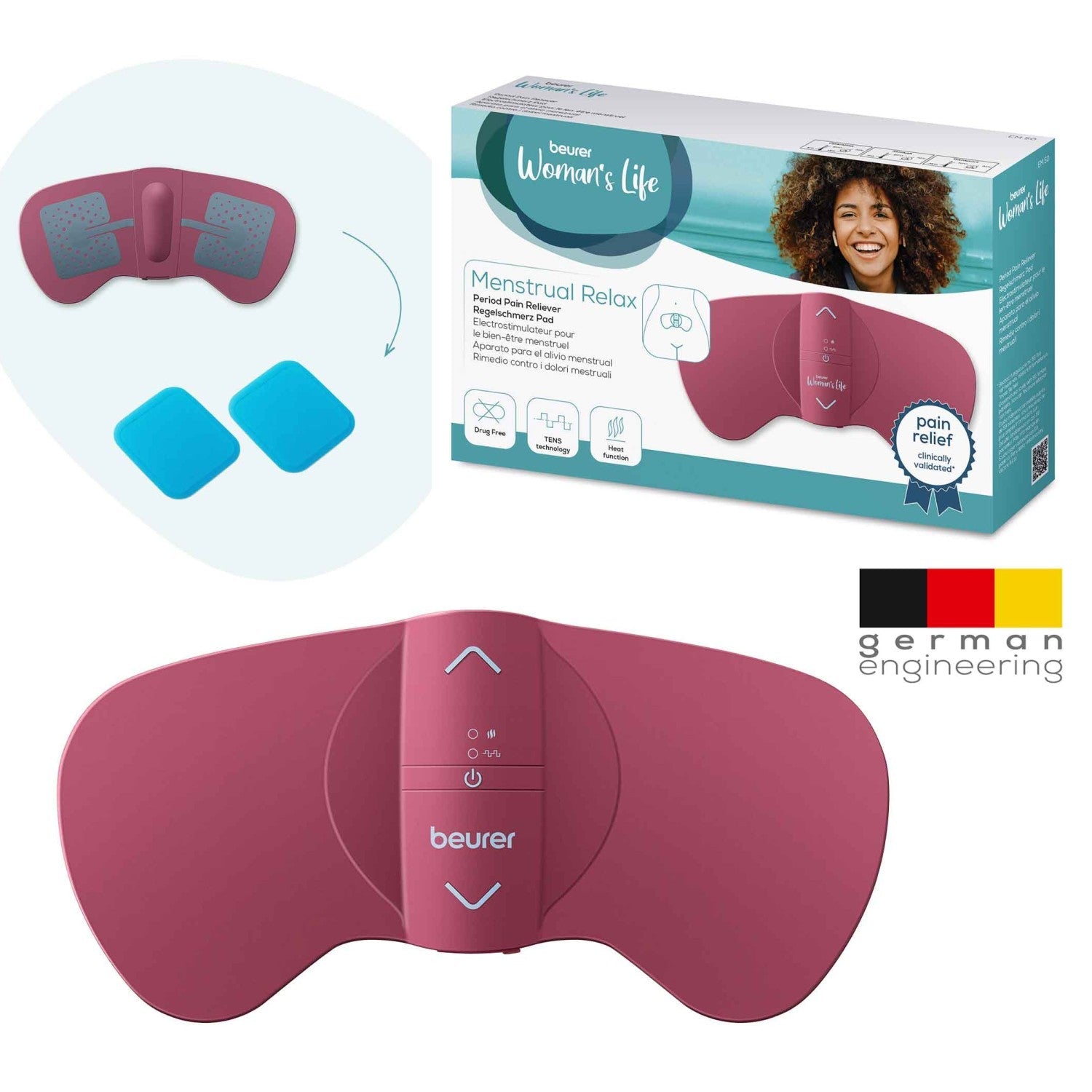 Beurer Menstrual Pain Relief EM 50: Period & Endometriosis Pain Relief with TENS & Heat Pad