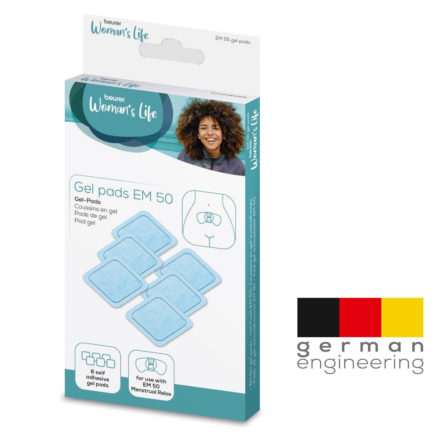Beurer Spare Adhesive Gel Pad Set for EM 50 Menstrual Period & Endometriosis Pain Relief Device. Box of 6