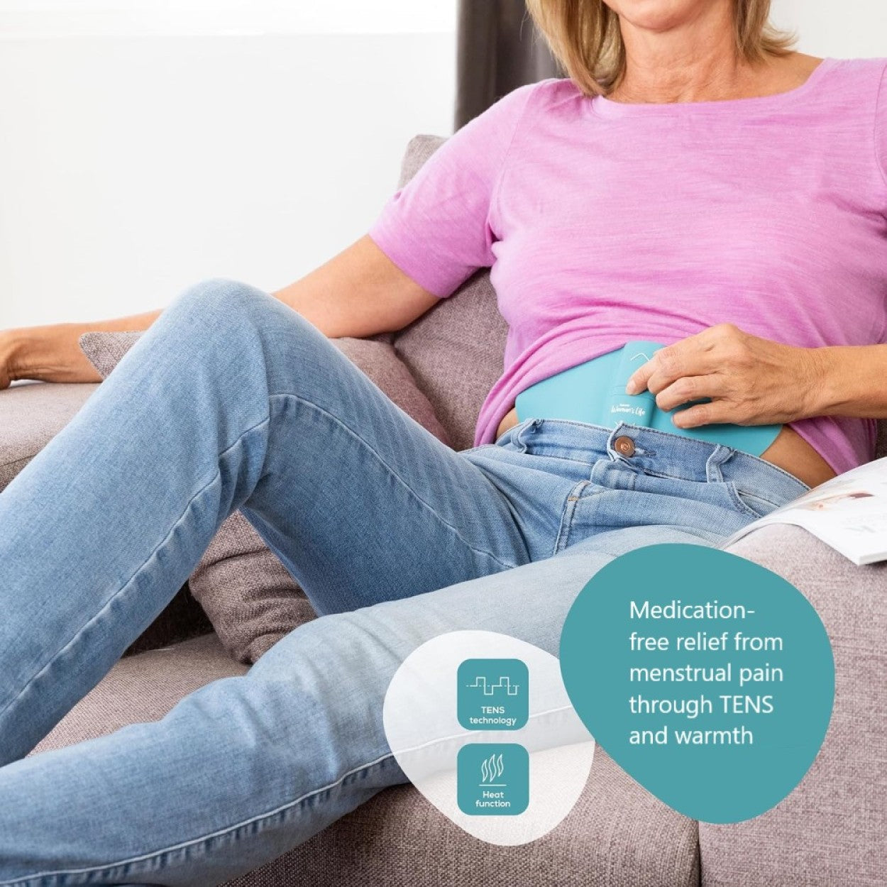 Beurer Germany EM 55 XL Menstrual Period Pain Relief & Endometriosis Pain Relief | TENS & Heat