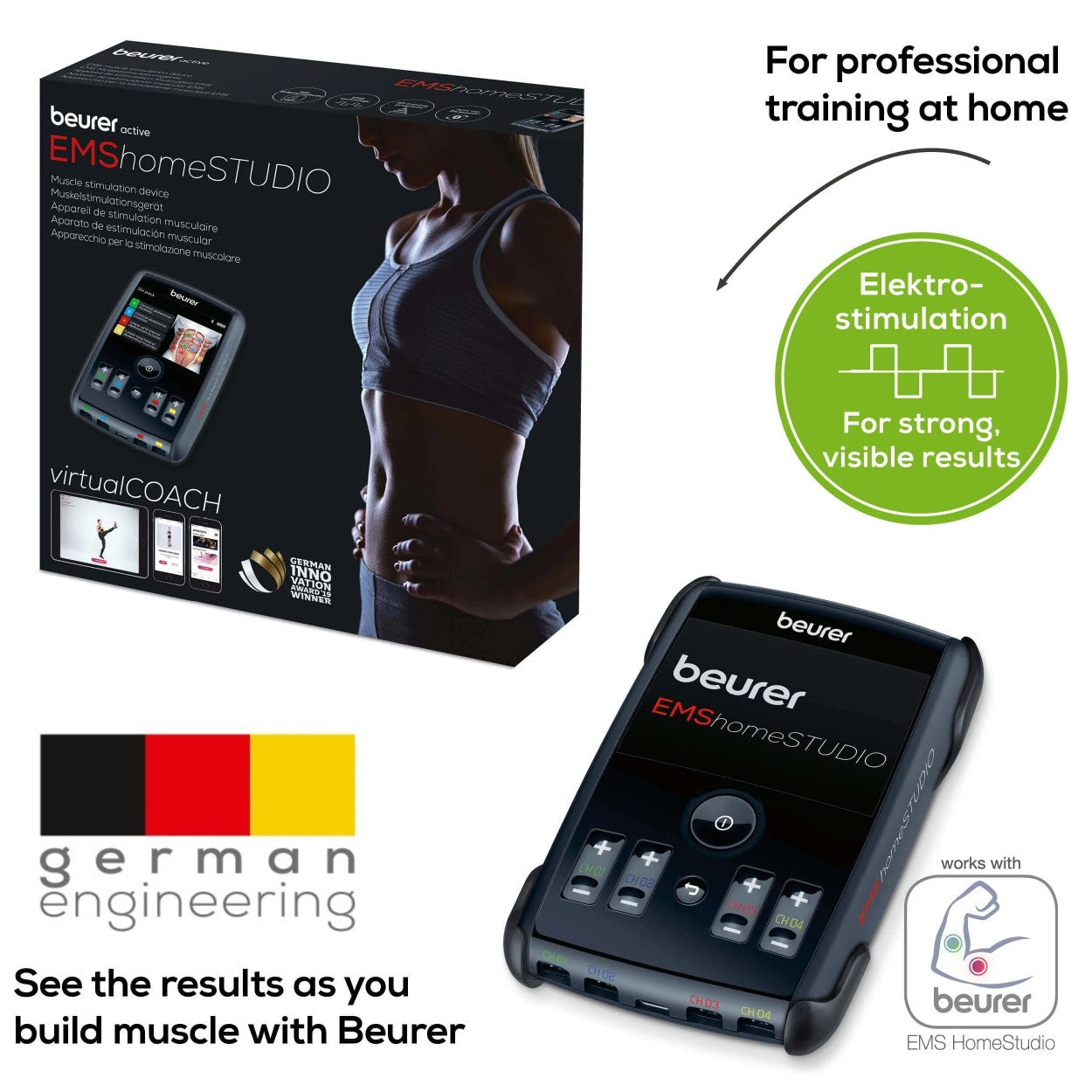 Beurer EM 95 EMS Device: Professional High-End Electrostimulation Full Body Workout at Home. With Bluetooth