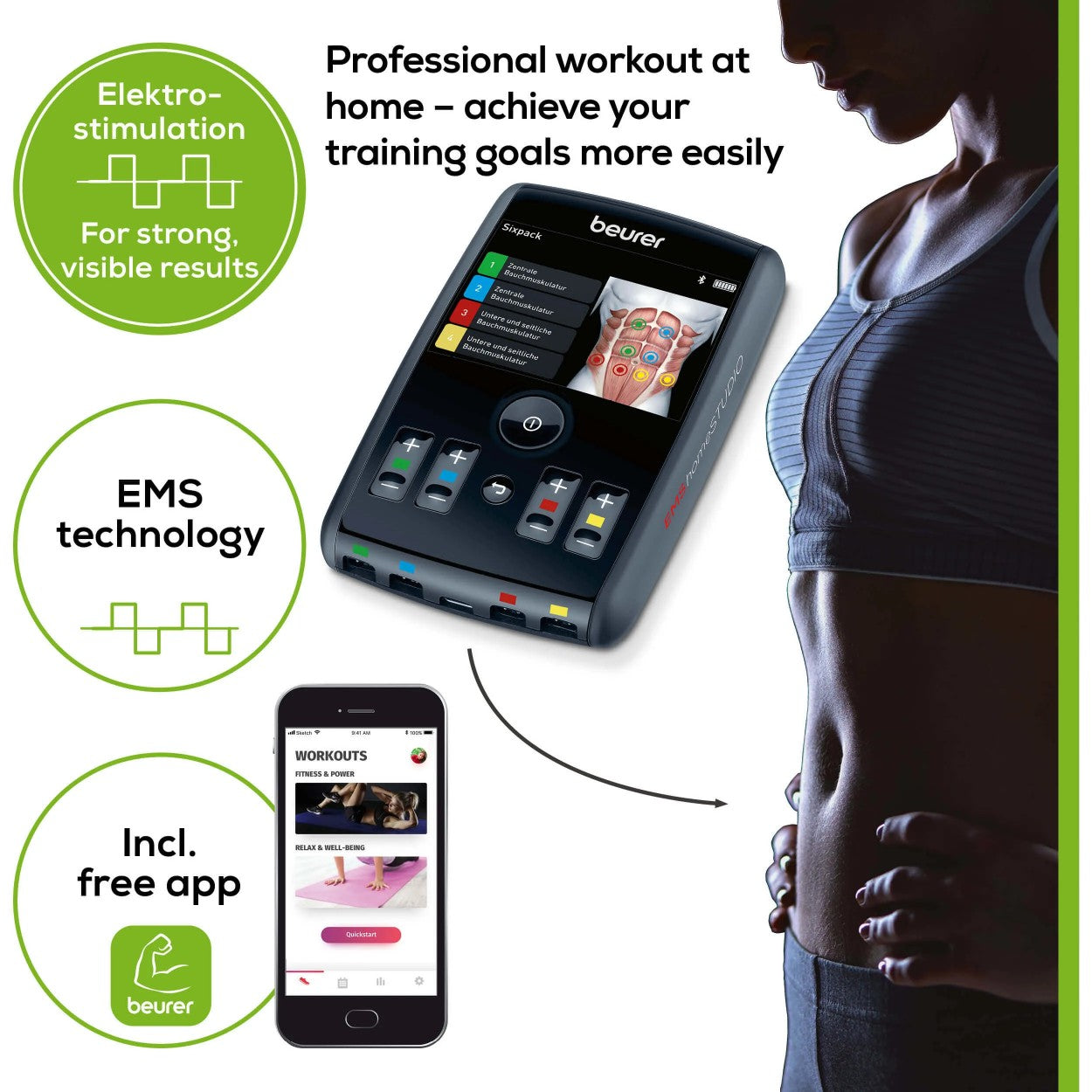 Beurer EM 95 EMS Device: Professional High-End Electrostimulation Full Body Workout at Home. With Bluetooth