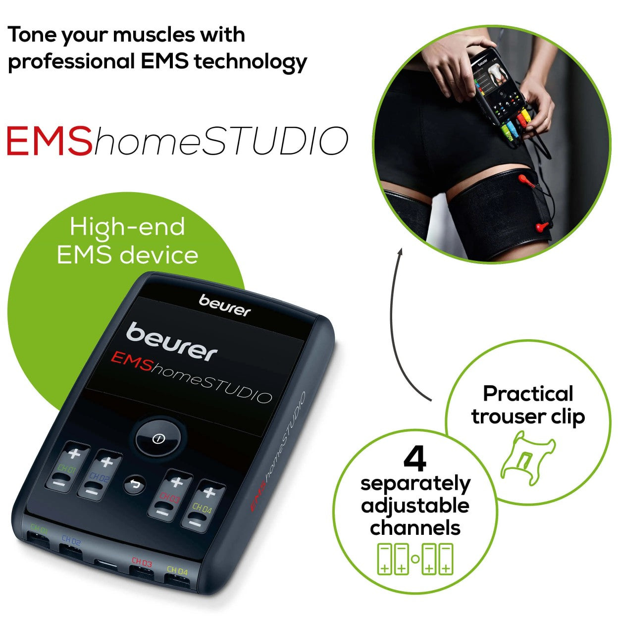 Beurer EM 95 EMS Device: Professional High-End Electrostimulation Full Body Workout at Home. With Bluetooth