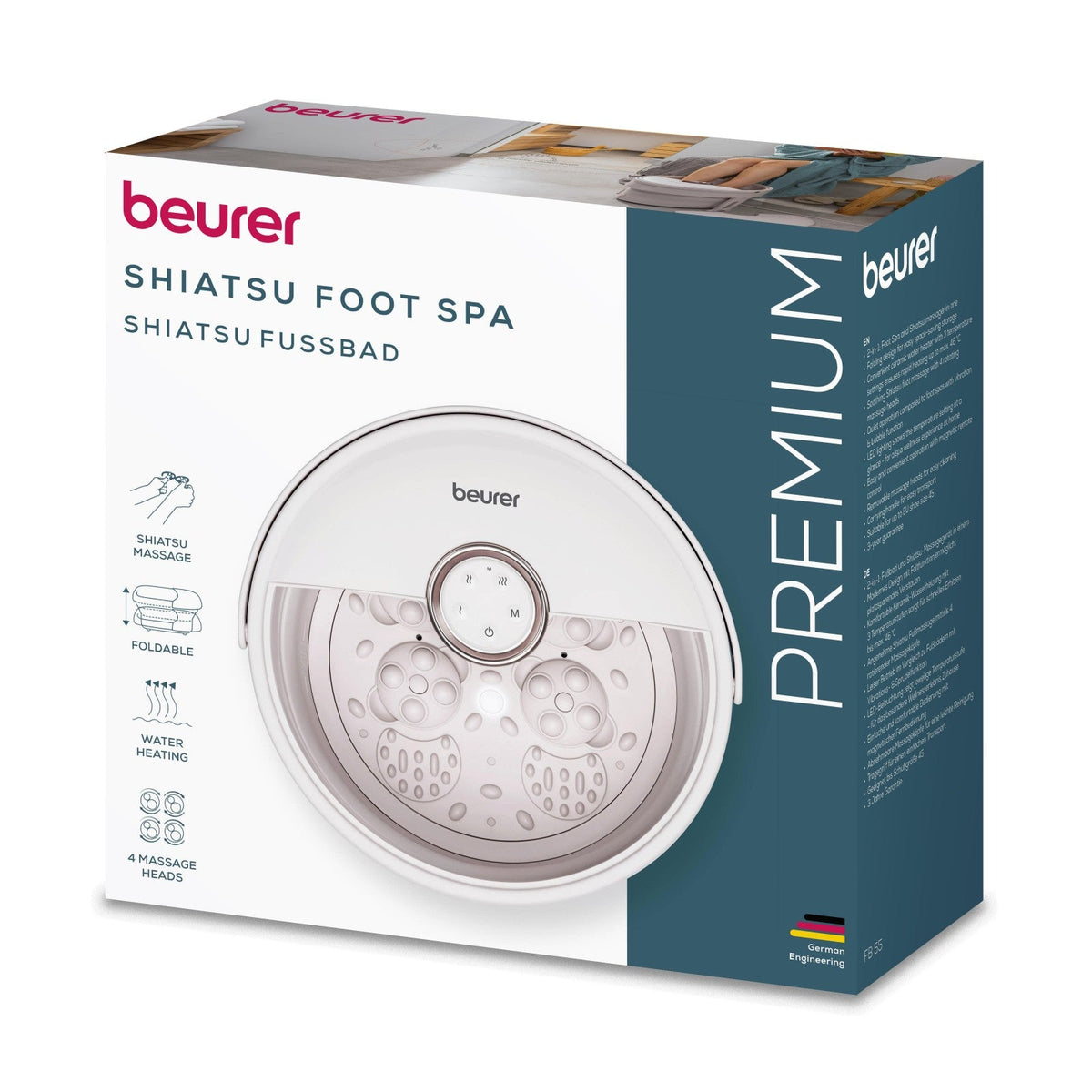 Beurer Germany Shiatsu Foot Spa with Warm Water, Stores Flat FB 55
