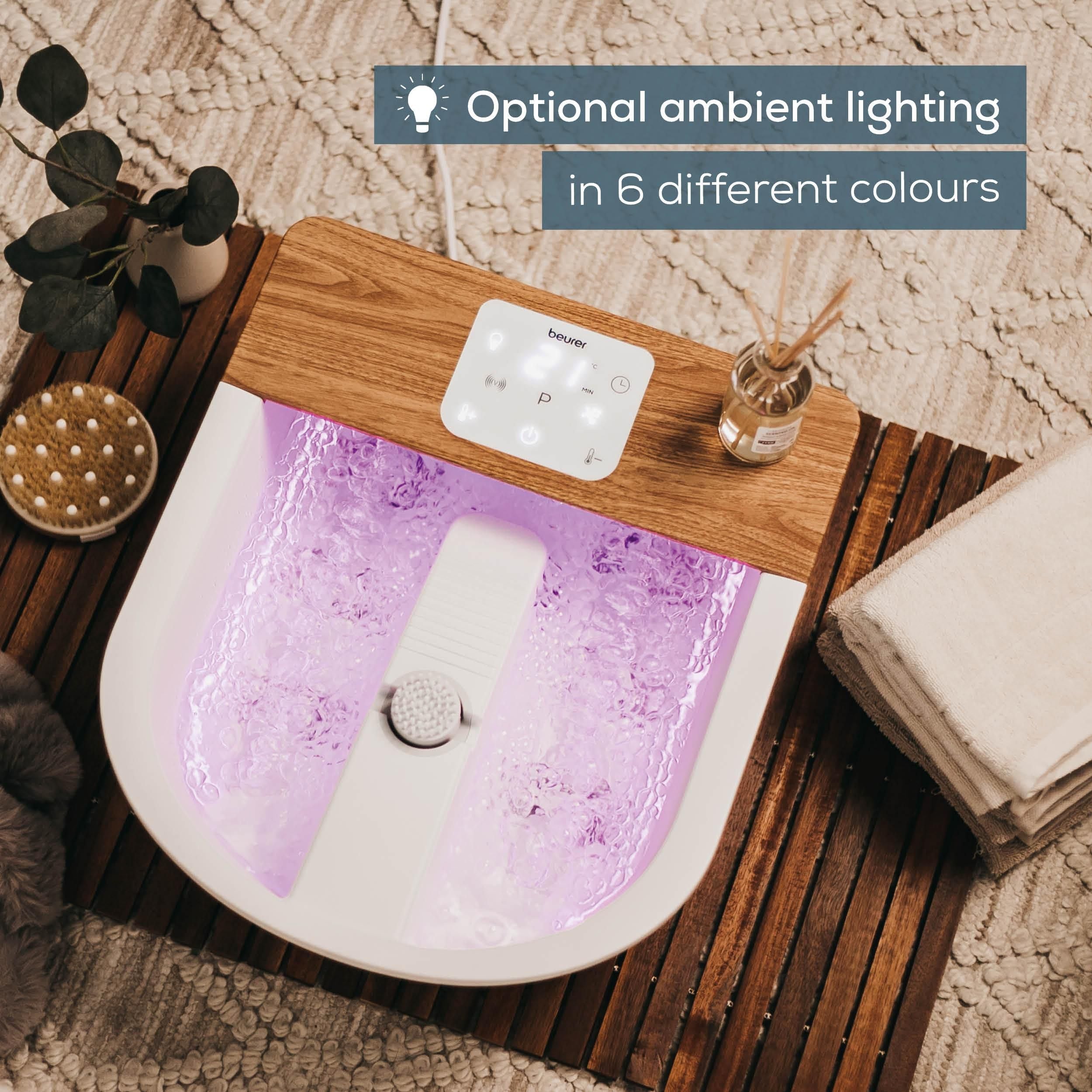 Beurer Foot Spa: Water Heating, Ambient Lighting, Pedicure Station FB 65