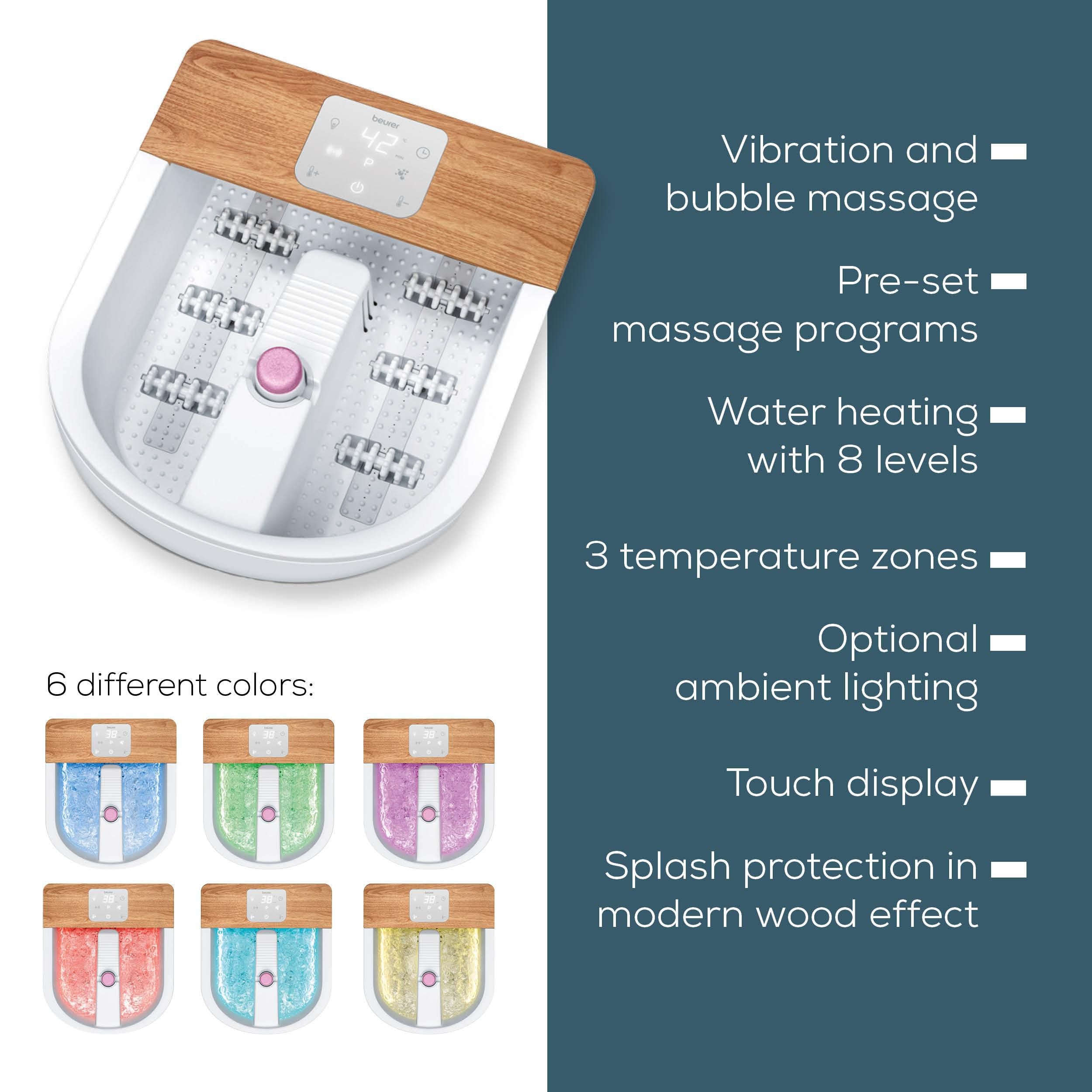 Beurer Foot Spa: Water Heating, Ambient Lighting, Pedicure Station FB 65