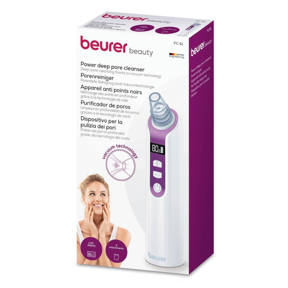 Beurer FC 41 Pore Cleanser: Power Deep Vacuum Cleanser Rechargeable via USB