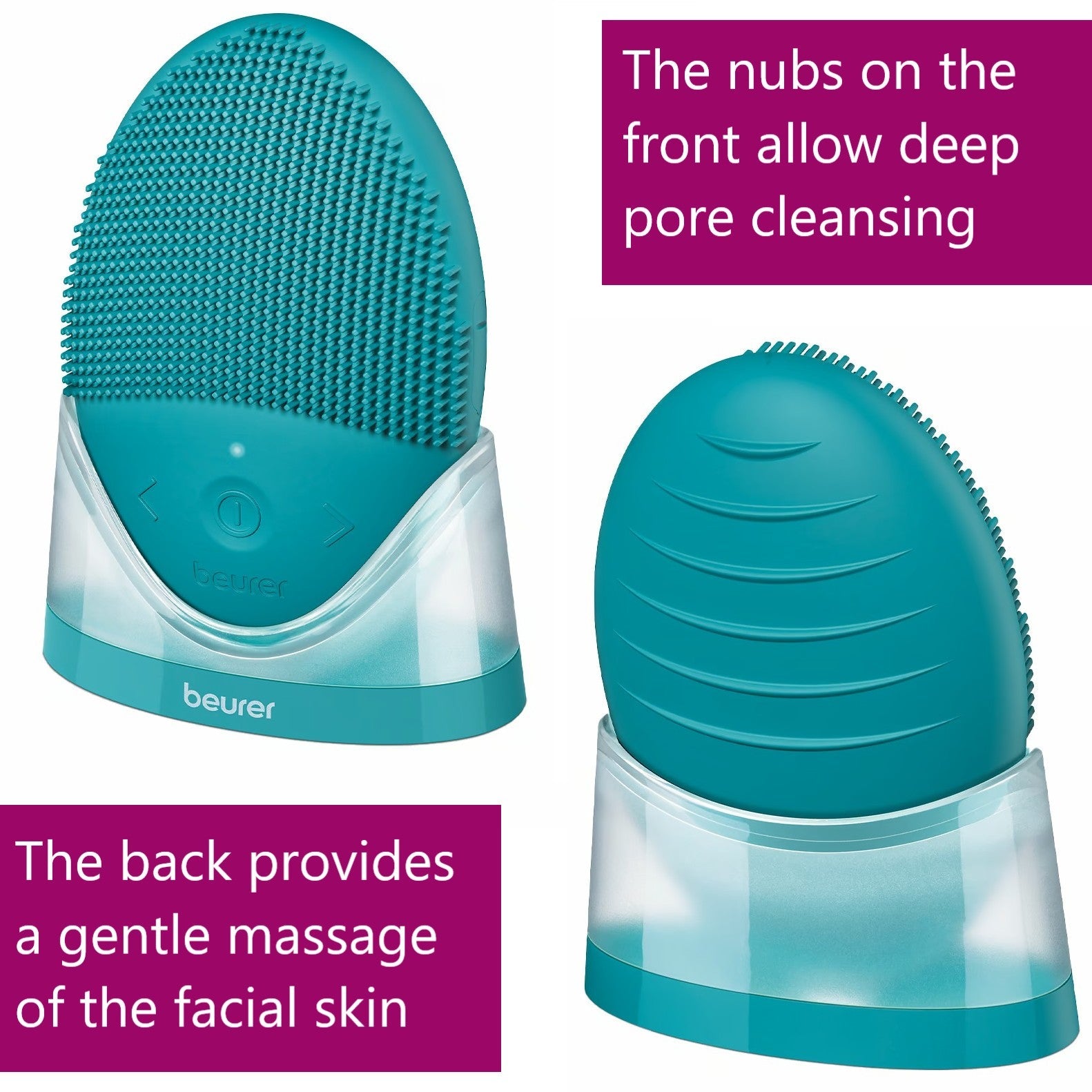 Beurer FC 52 Silicone Facial Brush: 2-in-1 Cleansing & Massage Brush. USB-C Rechargeable