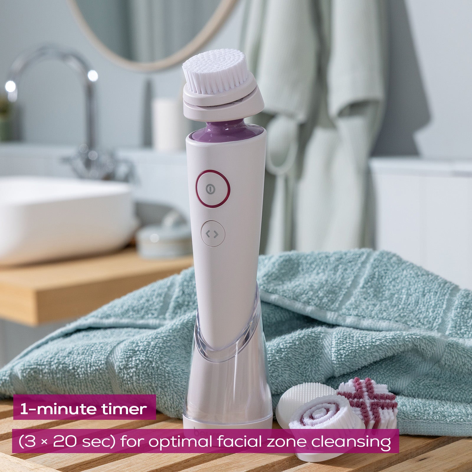 Beurer FC 95 Facial Brush | Deep Cleansing | 4 Attachments | Waterproof IPX7 | Rechargeable