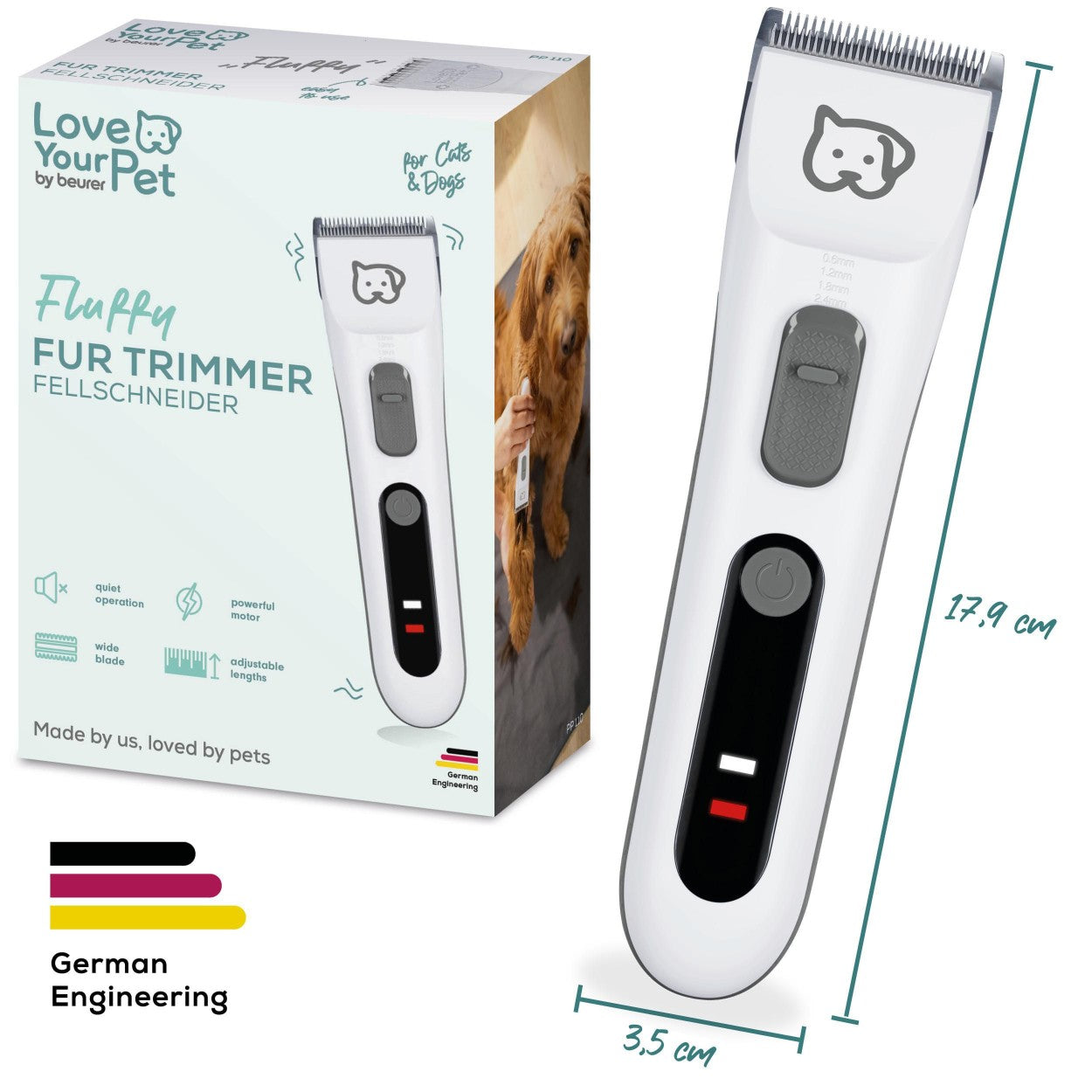 Beurer Fur Trimmer & Clipper for Dogs & Cats | Rechargeable Grooming Kit for Pets | “Fluffy”
