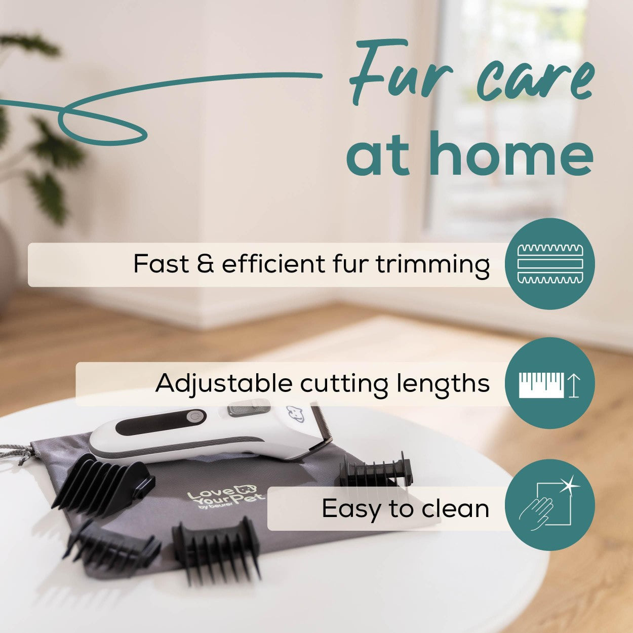 Beurer Fur Trimmer & Clipper for Dogs & Cats | Rechargeable Grooming Kit for Pets | “Fluffy”