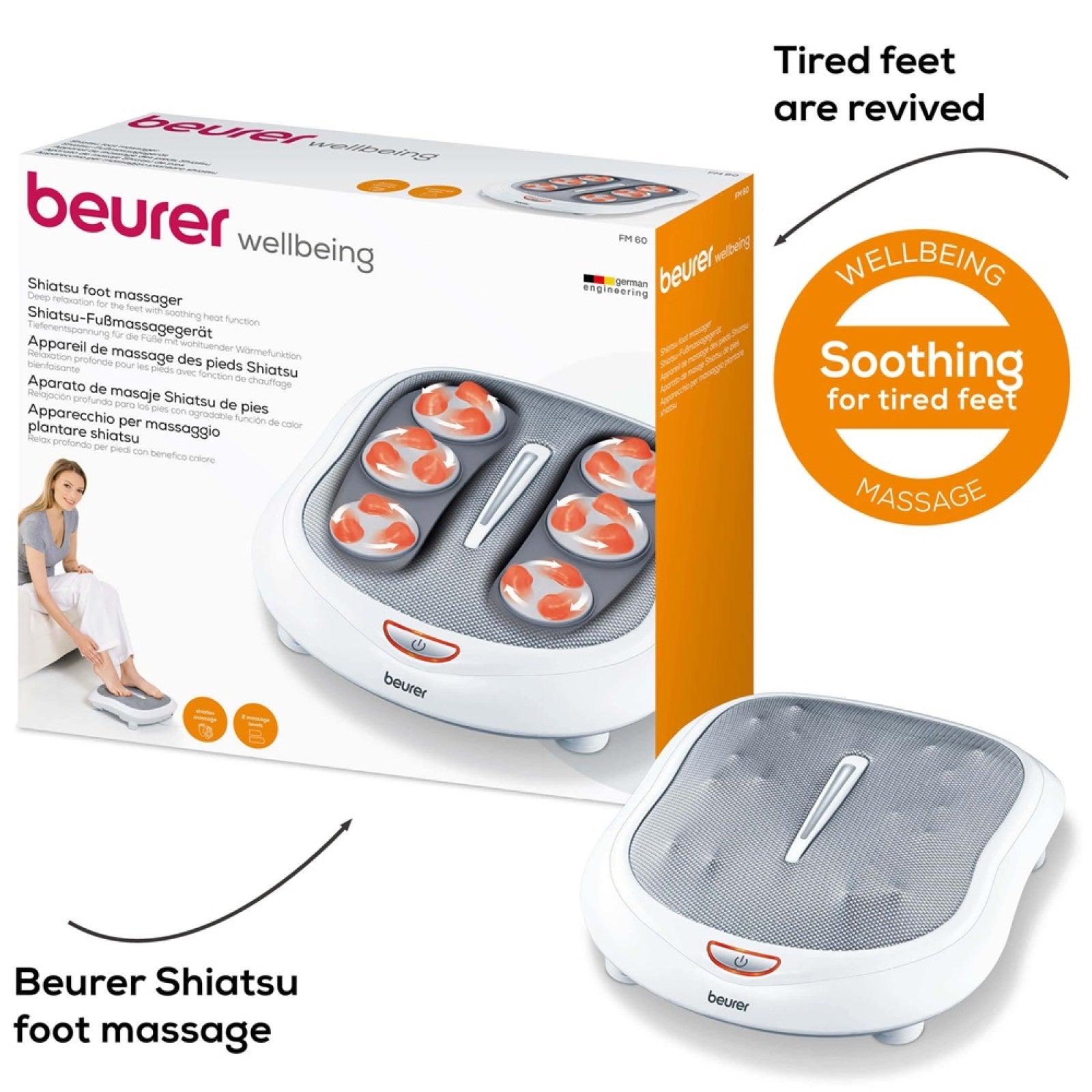 Beurer Germany Shiatsu Foot Massager | Optional Heat Therapy | Relax | Aid Circulation | FM 60