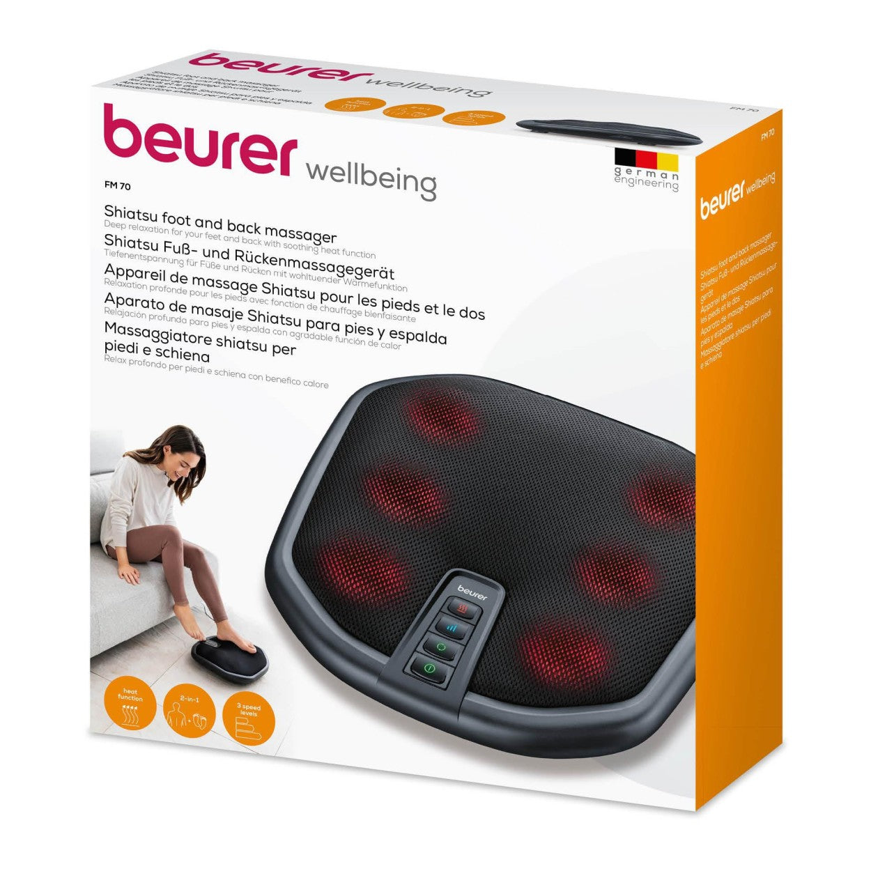 Beurer Shiatsu Foot & Back Massager: Heat Function & 3 Speed Options FM 70