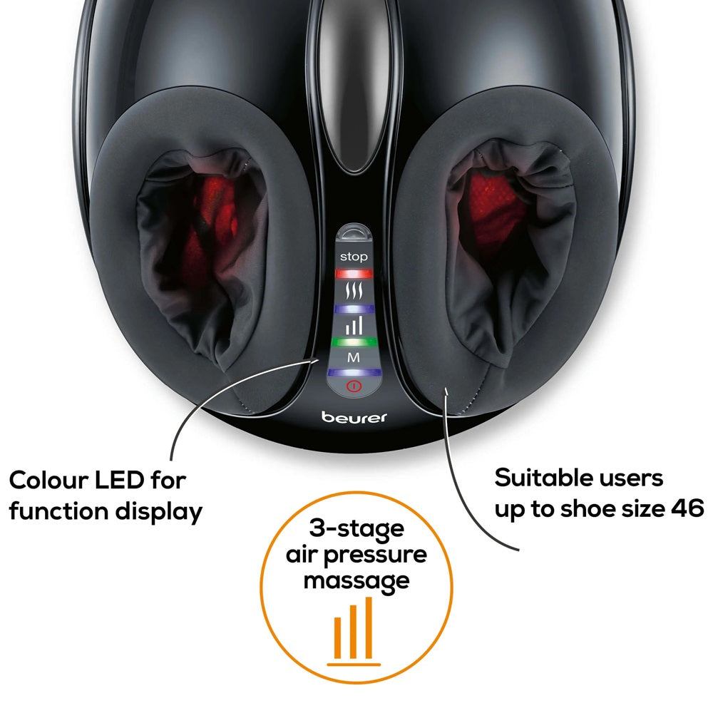 Beurer FM 90 Foot Massager: Shiatsu & Air Pressure Massage with Heat Option