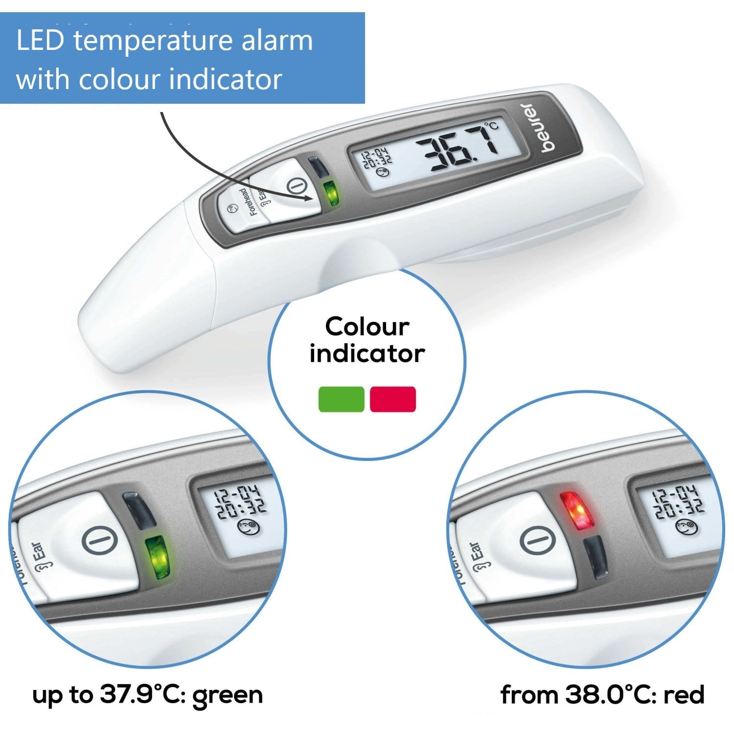 Beurer FT 65 Infrared Thermometer for Measurement of Ear, Forehead or Surface Temperatures